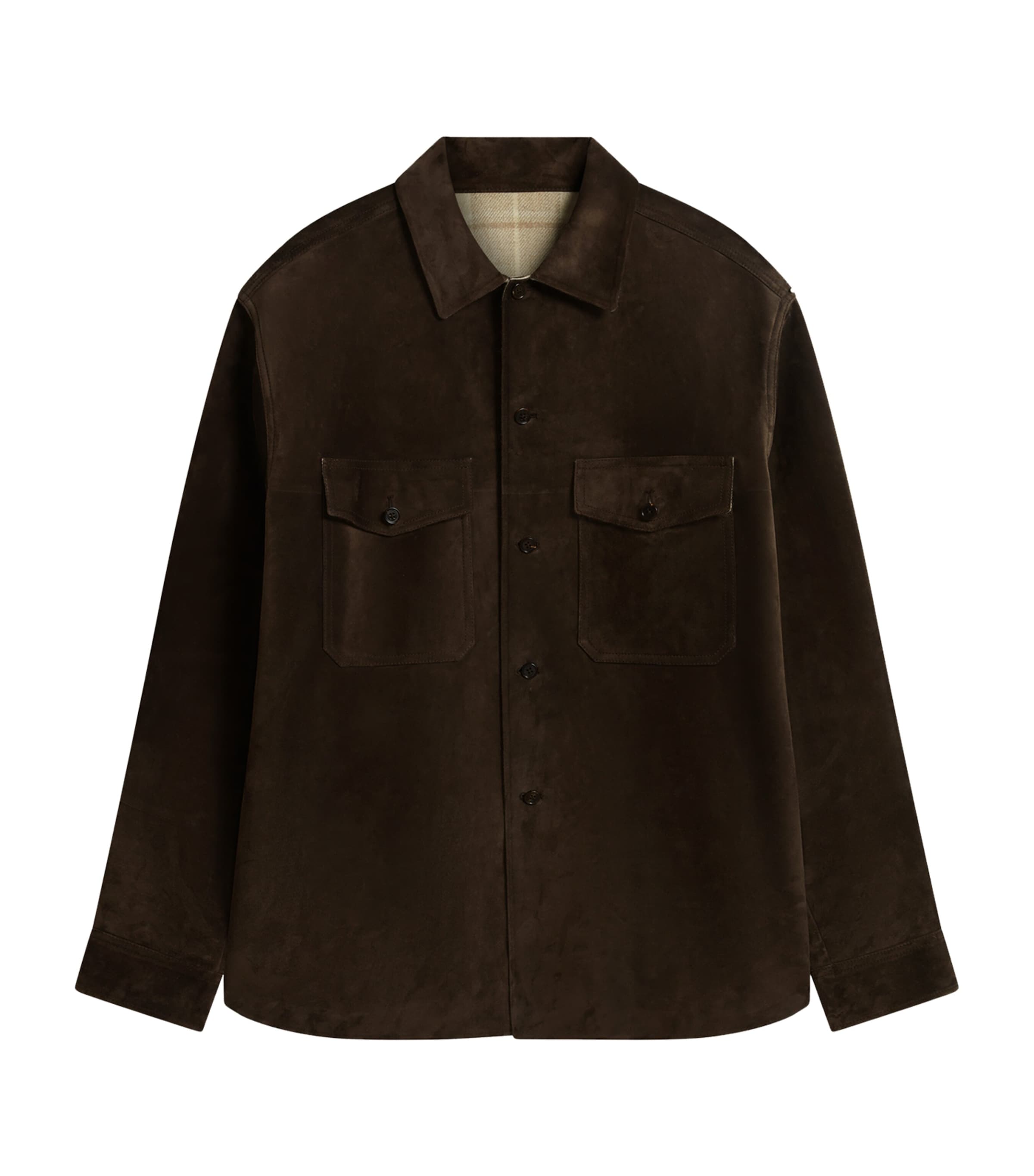 Suede Cashmere-Lined Overshirt