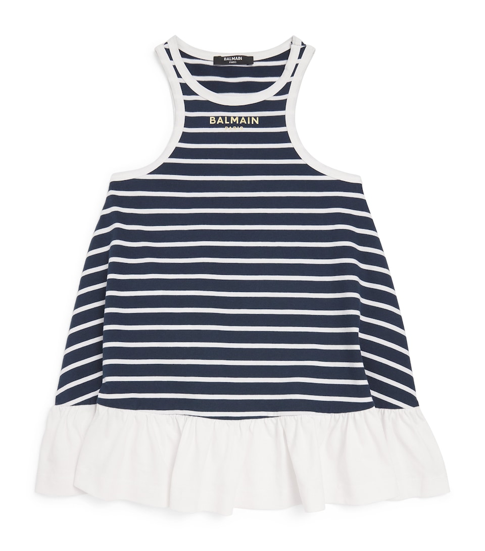 Cotton Stripe Logo Dress (6-14 Years)