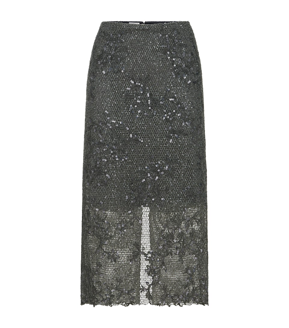 Brunello Cucinelli Womens Sequin-Embellished Lace Skirt