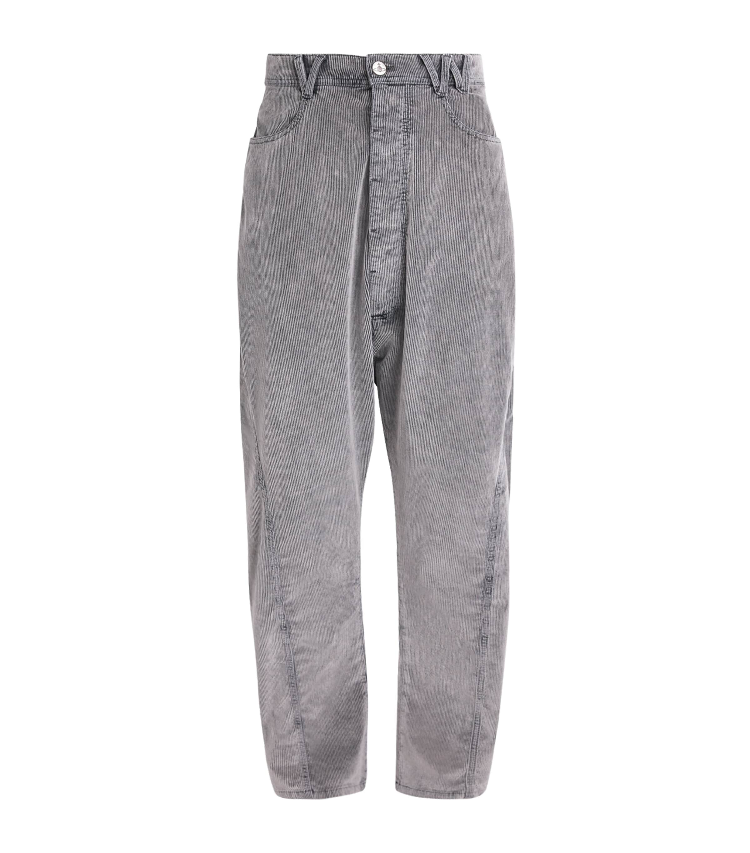 Vivienne Westwood Mens Corduroy Twisted Seam Straight Jeans Grey