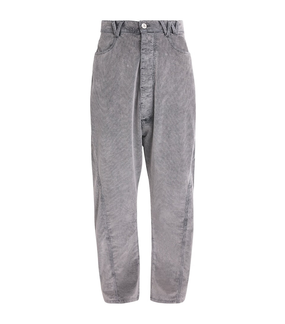 Vivienne Westwood Mens Corduroy Twisted Seam Straight Jeans Grey
