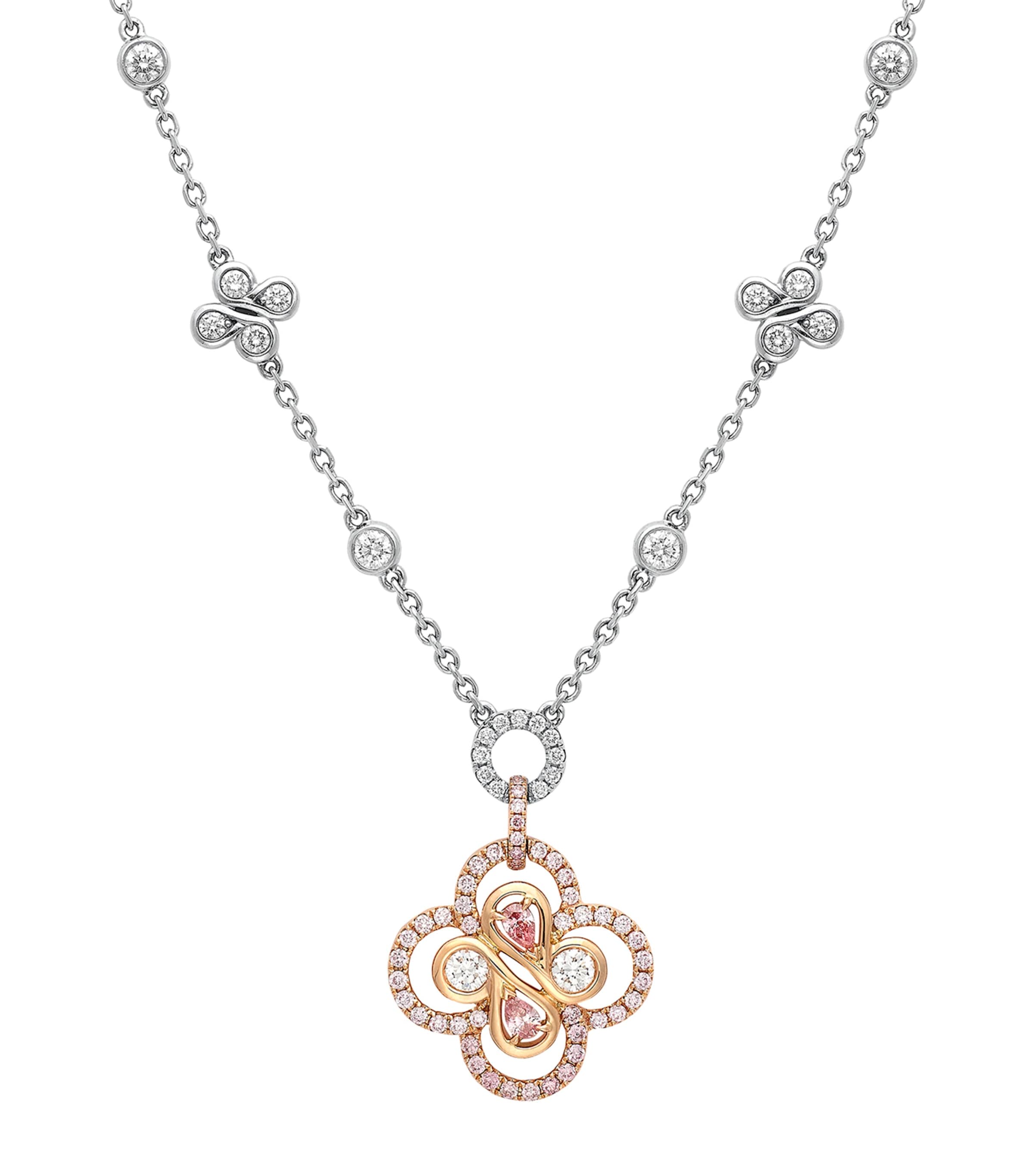Boodles Large Platinum, Rose Gold and Diamond Be Boodles Necklace Platinum