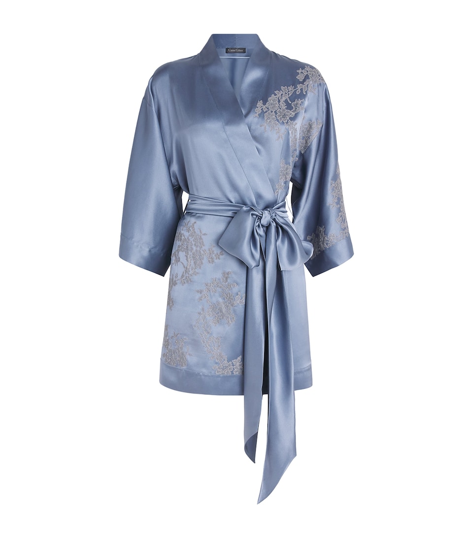 Carine Gilson Short Silk Cérès Robe Bluestone