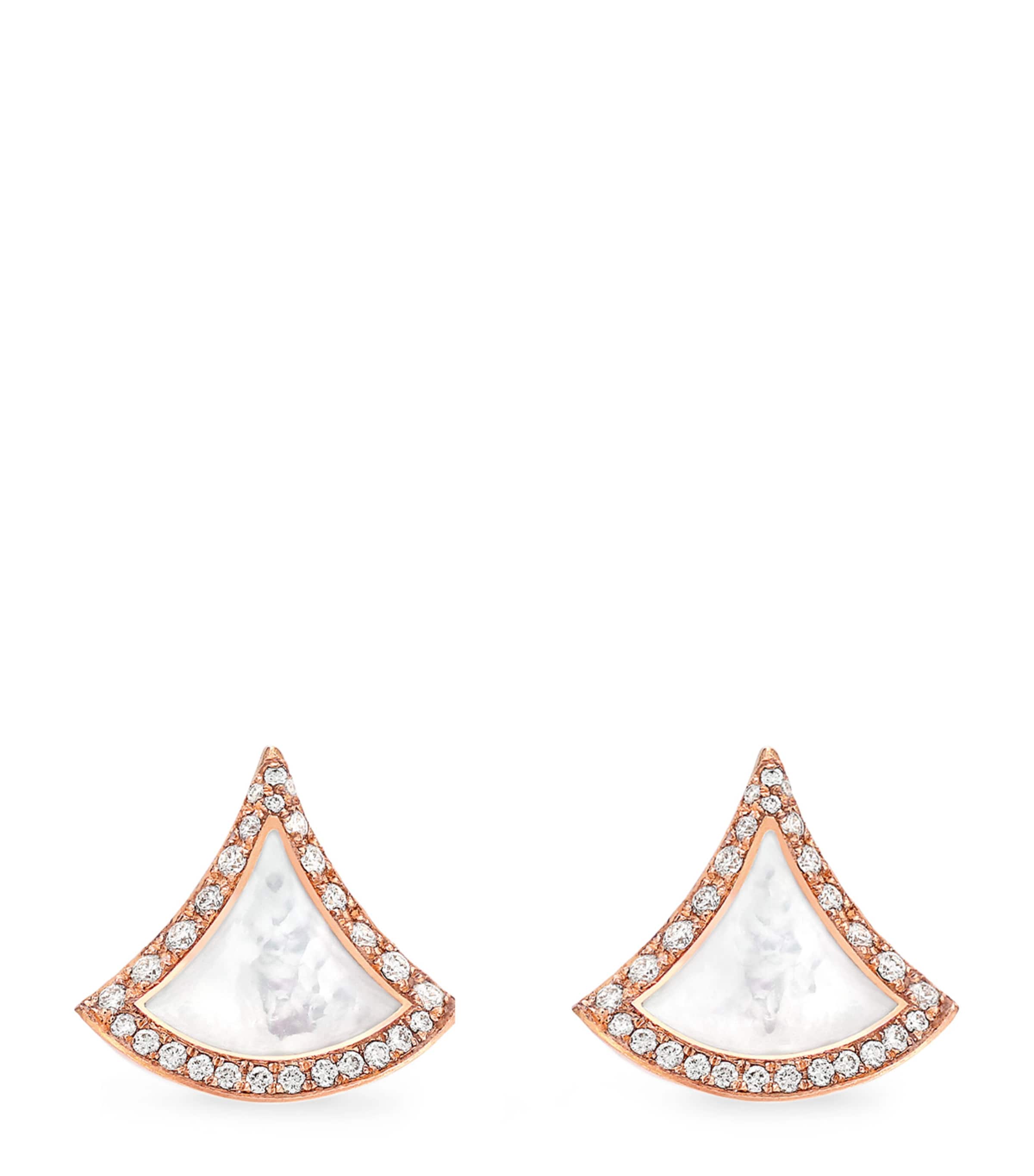 Bvlgari Rose Gold, Diamond and Mother-of-Pearl Divas' Dream Stud Earrings Pink Gold