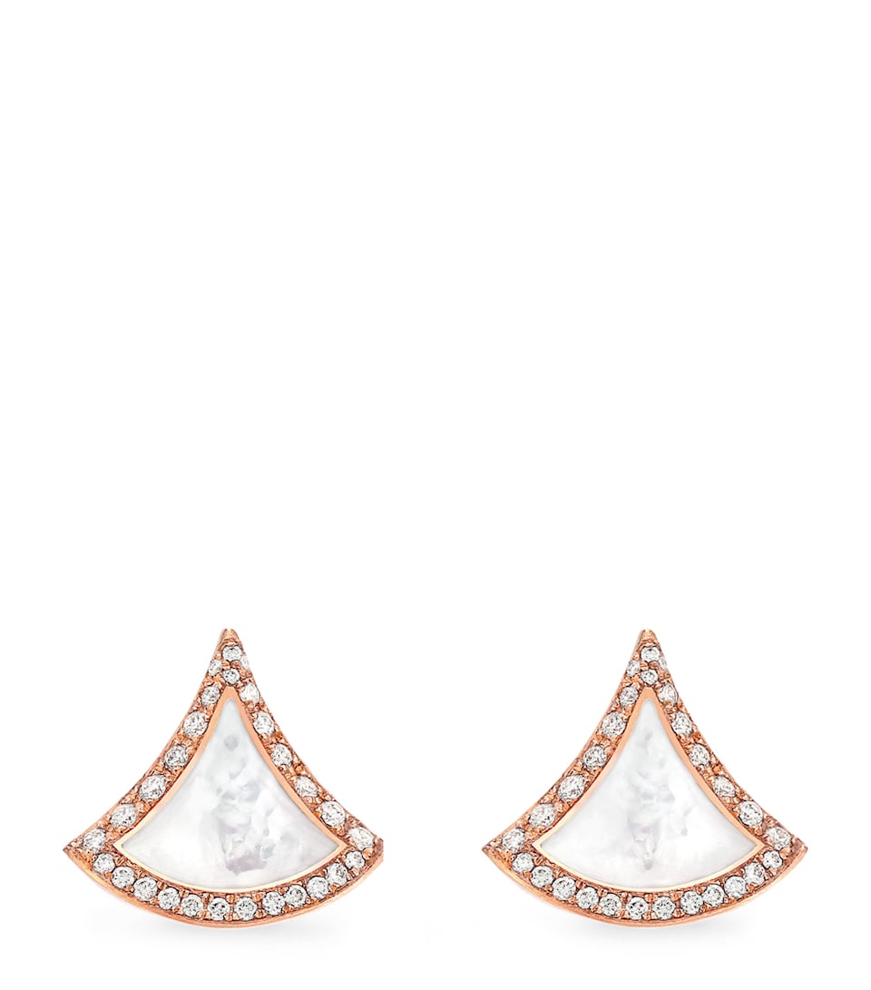 Bvlgari Rose Gold, Diamond and Mother-of-Pearl Divas' Dream Stud Earrings Pink Gold