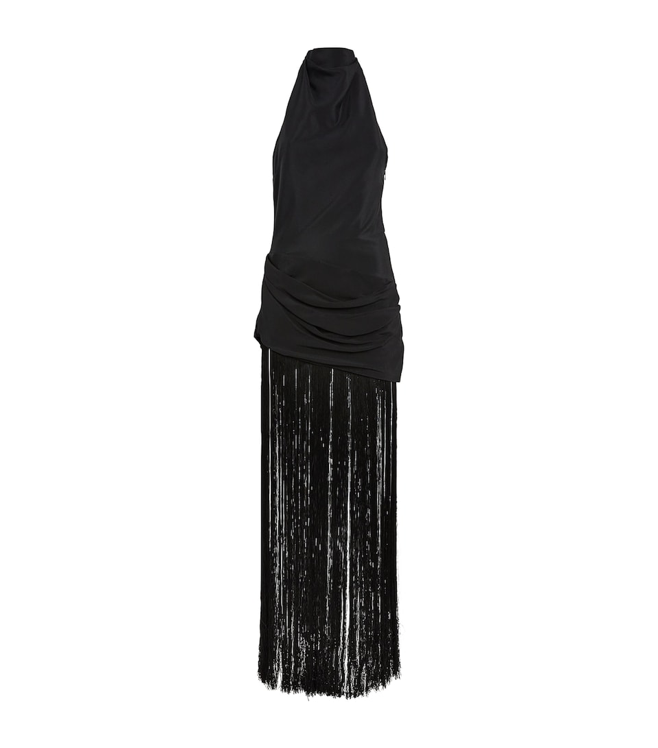 Cult Gaia Womens Fringe-Detail Noosha Maxi Dress Black