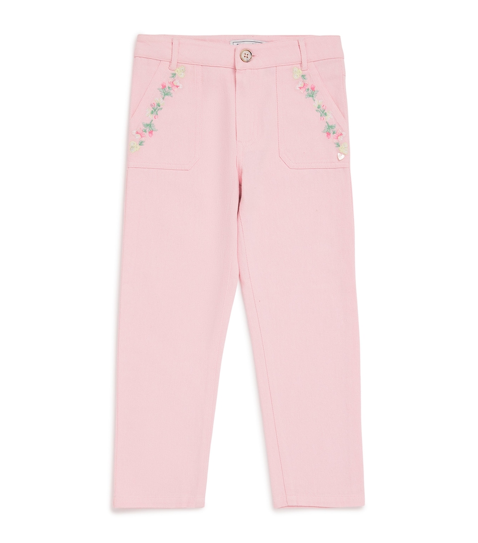 Cotton Floral Embroidered Chinos (2-12 Years)