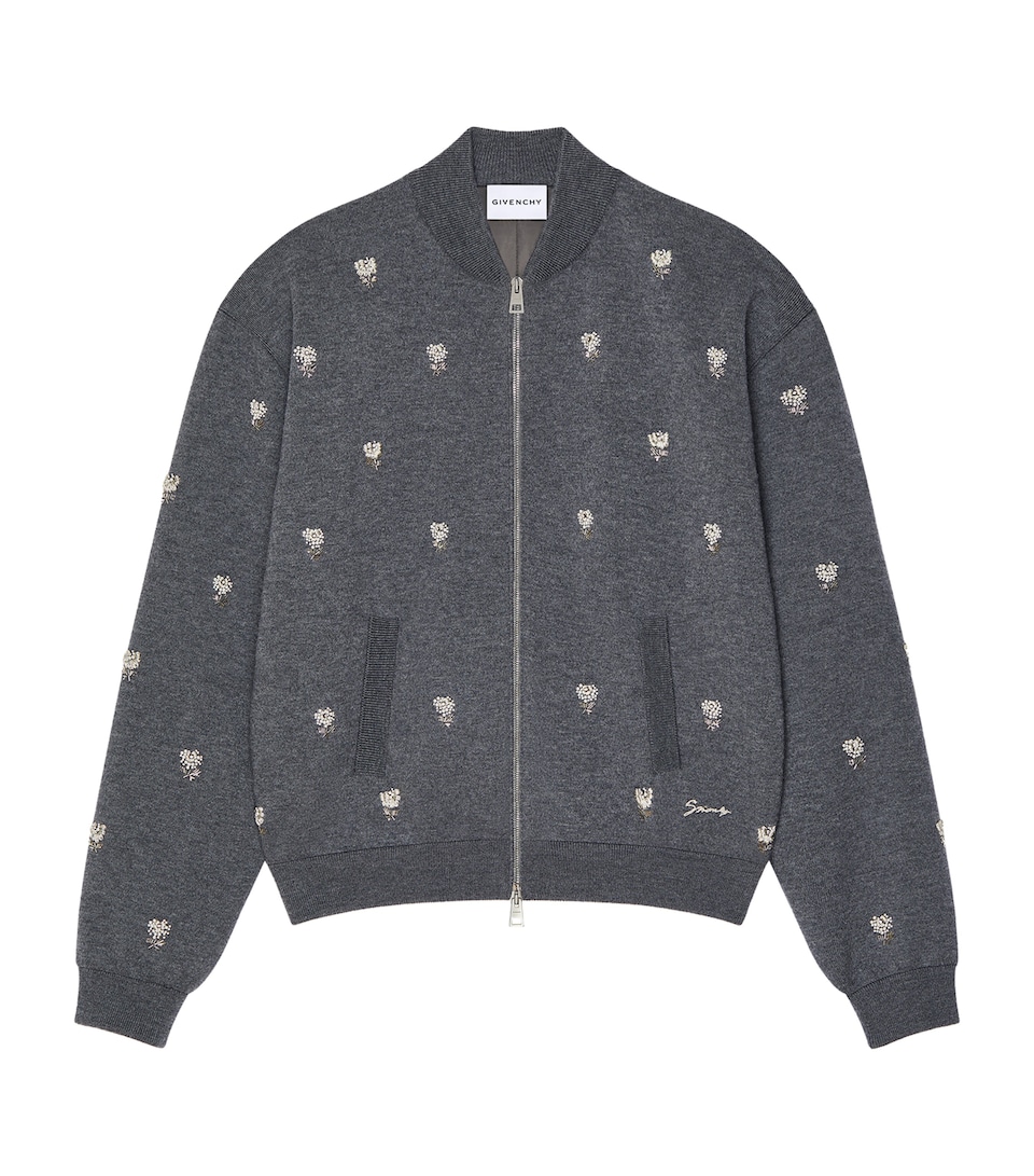 Givenchy Mens Wool Embroidered Bomber Jacket