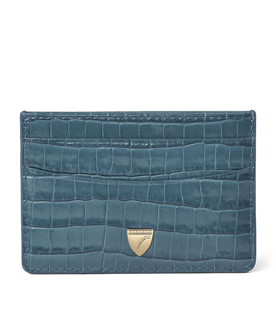 Leather Croc-Embossed Slim Card Holder