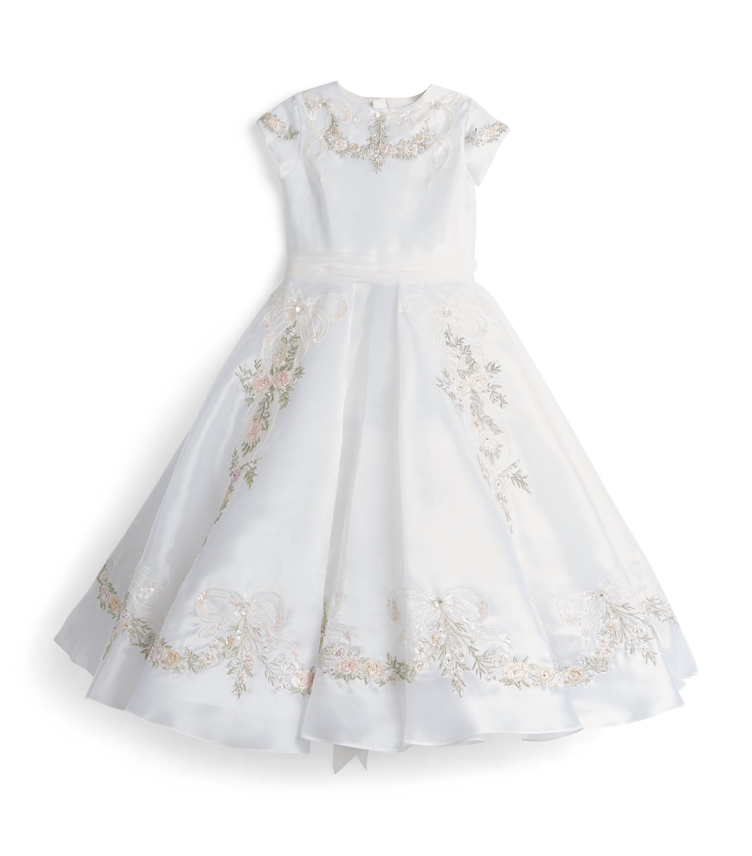 MAISON AVA Satin Embroidered Ceremony Dress (6-14 Years) White