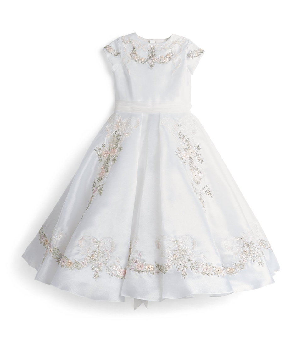 MAISON AVA Satin Embroidered Ceremony Dress (6-14 Years) White