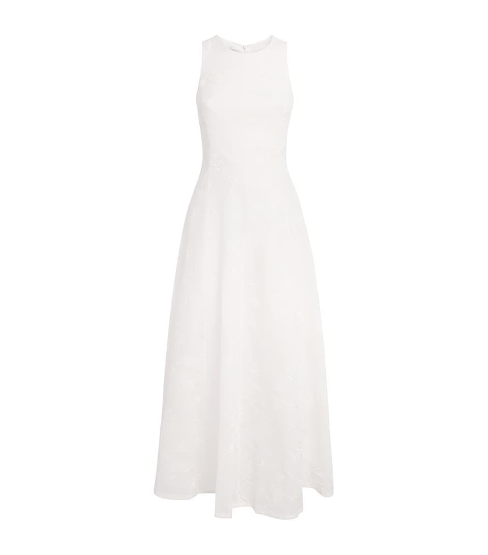 x Harrods Linen Floral-Embroidered Dress