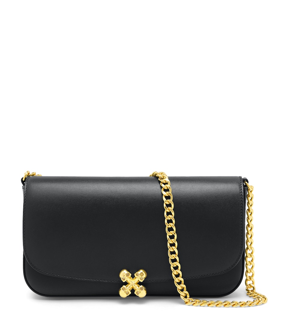 Leather Skull Flower Shoulder Bag