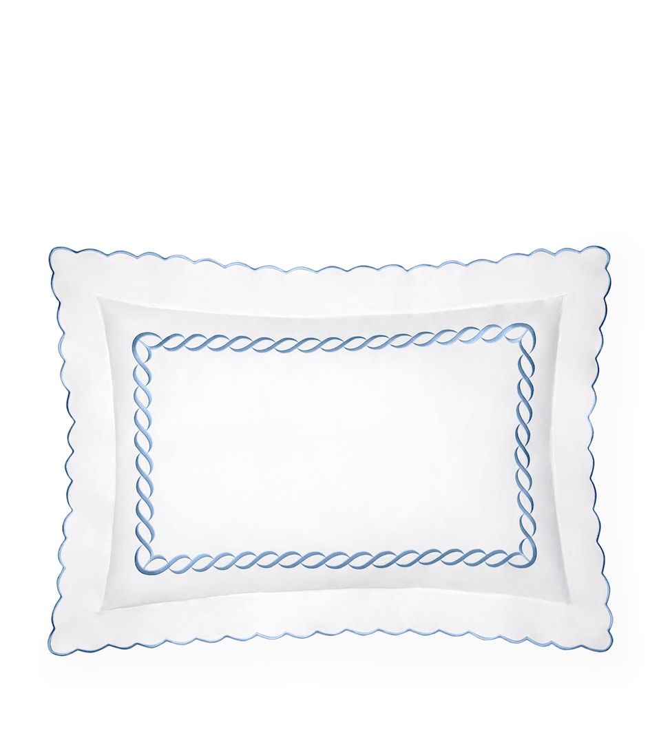 Pratesi Treccia Oxford Pillowcase (50cm x 90cm) Wht/medium Blue