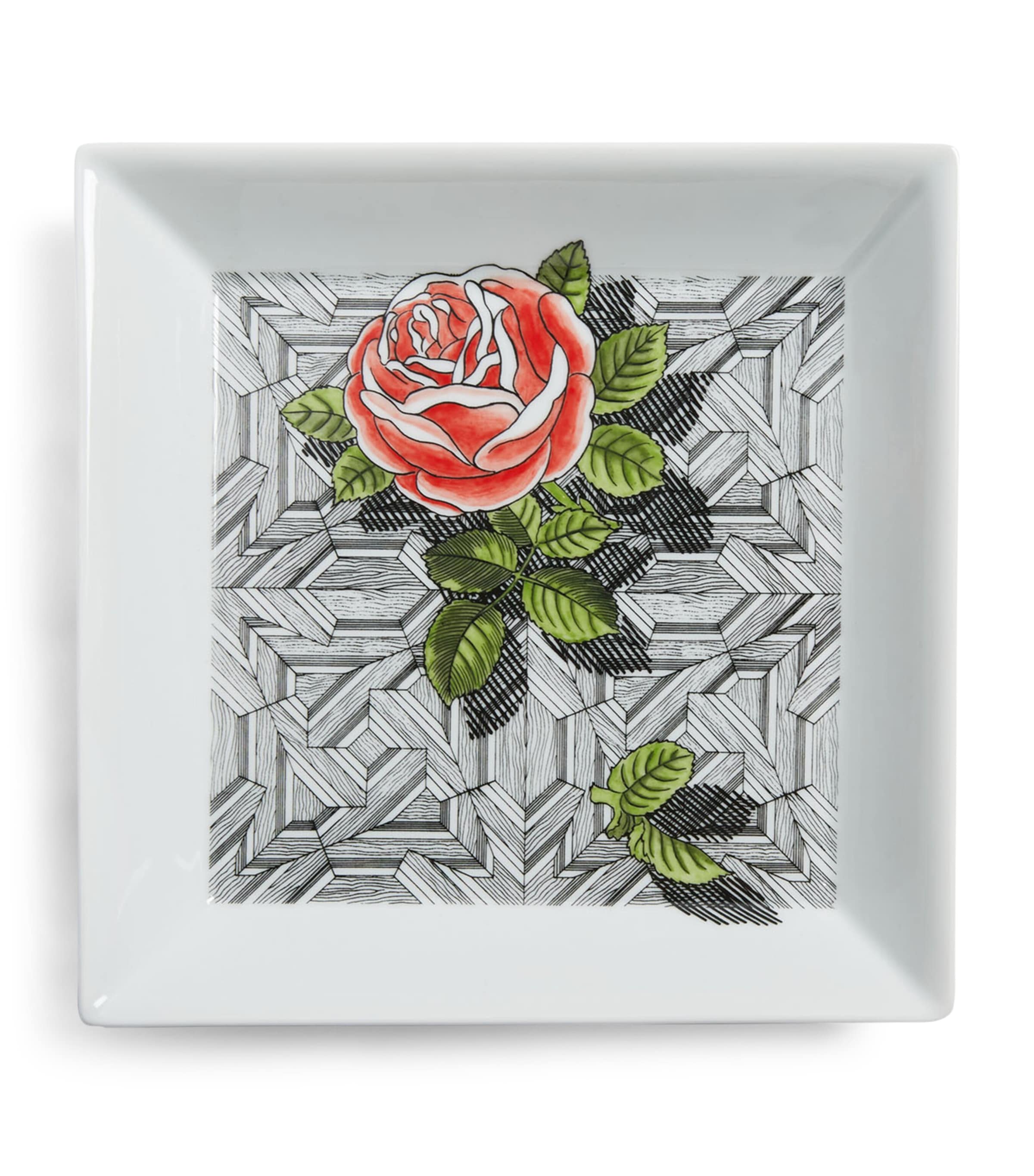 Fornasetti Square Musciarabia con Rose Plate (20cm x 20cm)