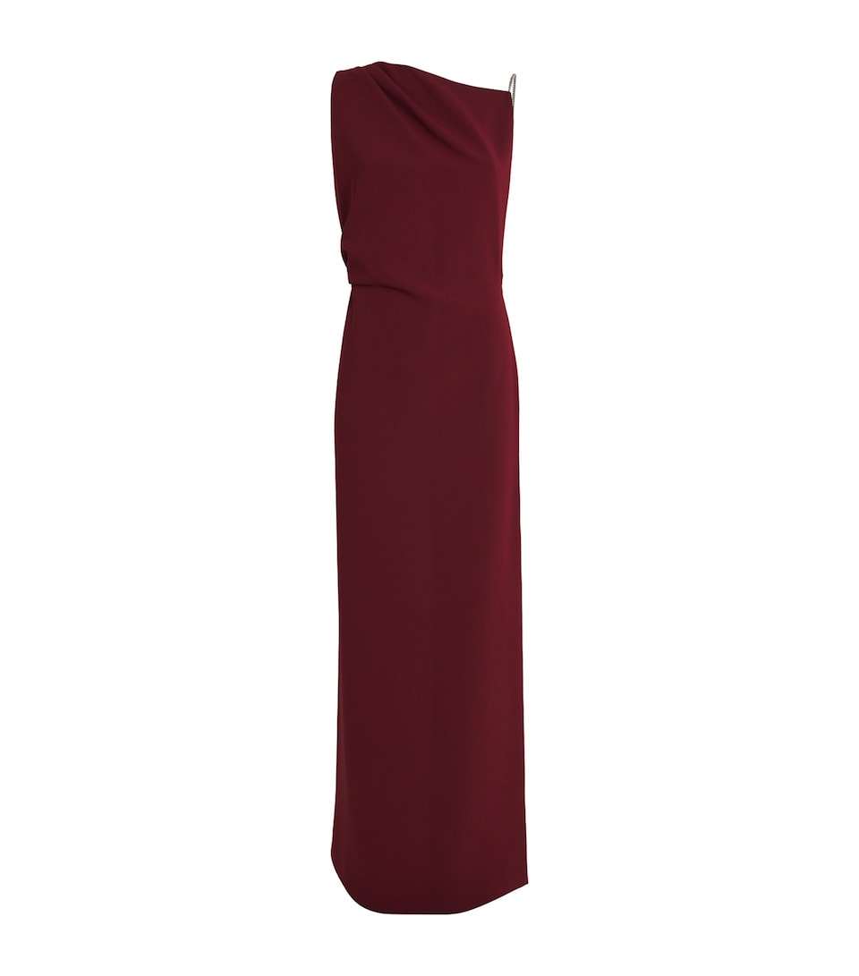 Crystal-Embellished Asymmetric Maxi Dress