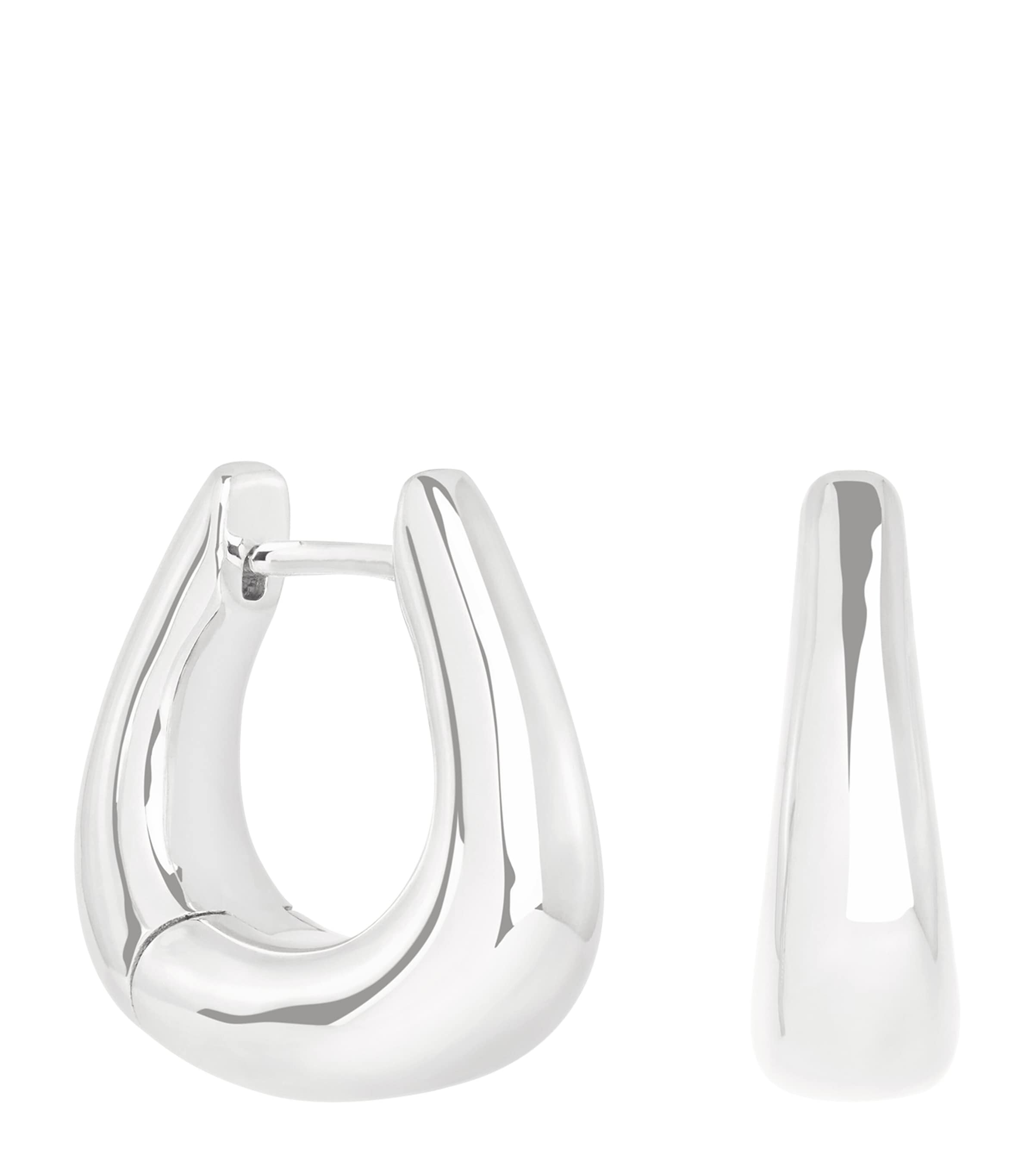 Rhodium-Plated Saddle Hoop Earrings