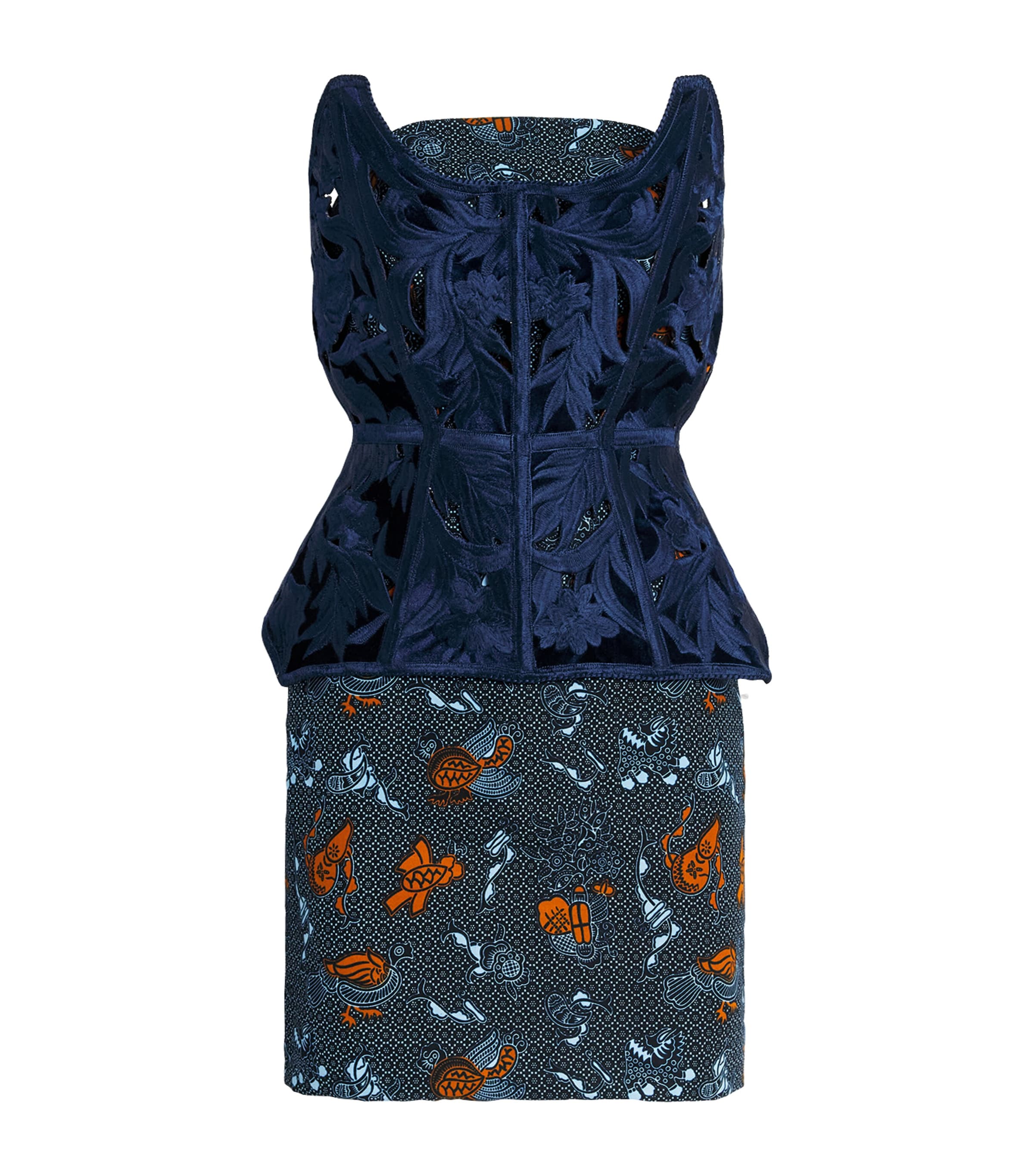 Christie Brown Womens Velvet Embroidered Cut-Out Corset Nvb