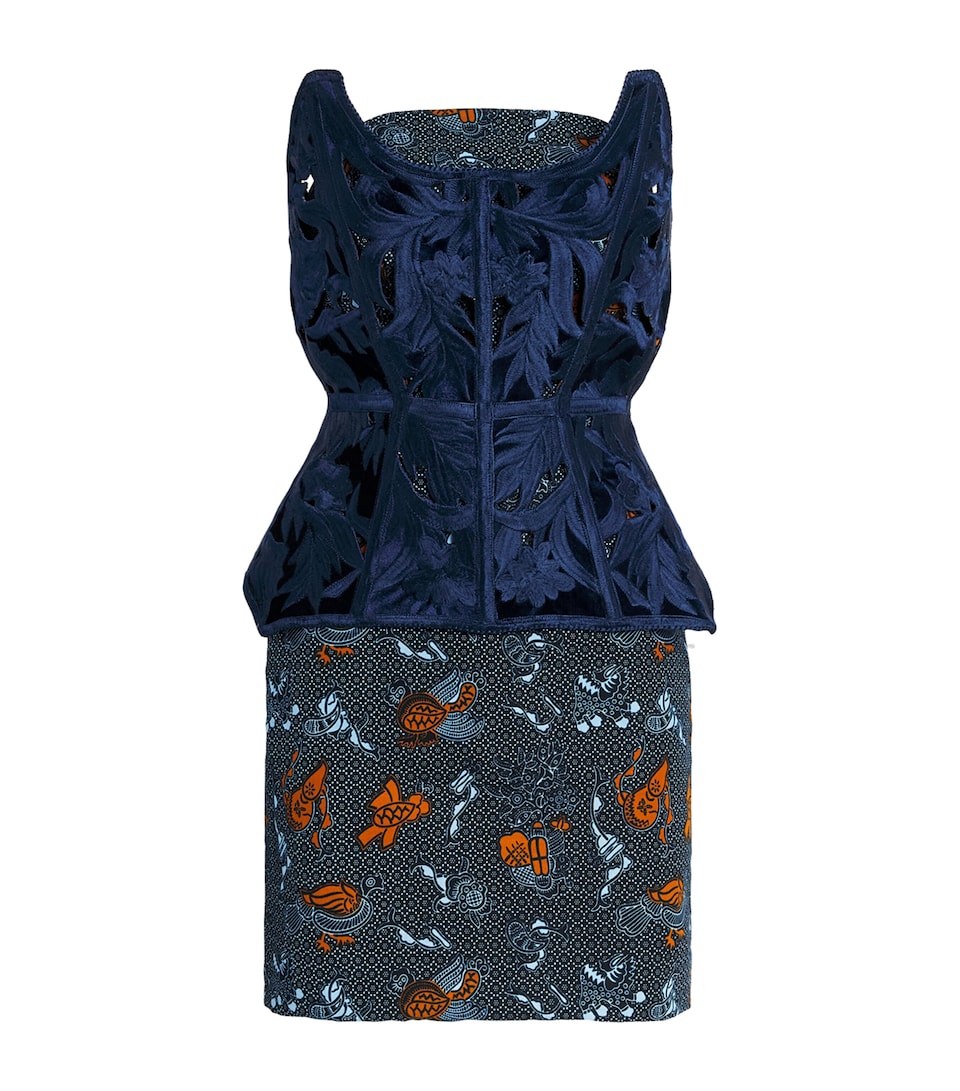 Christie Brown Womens Velvet Embroidered Cut-Out Corset Nvb
