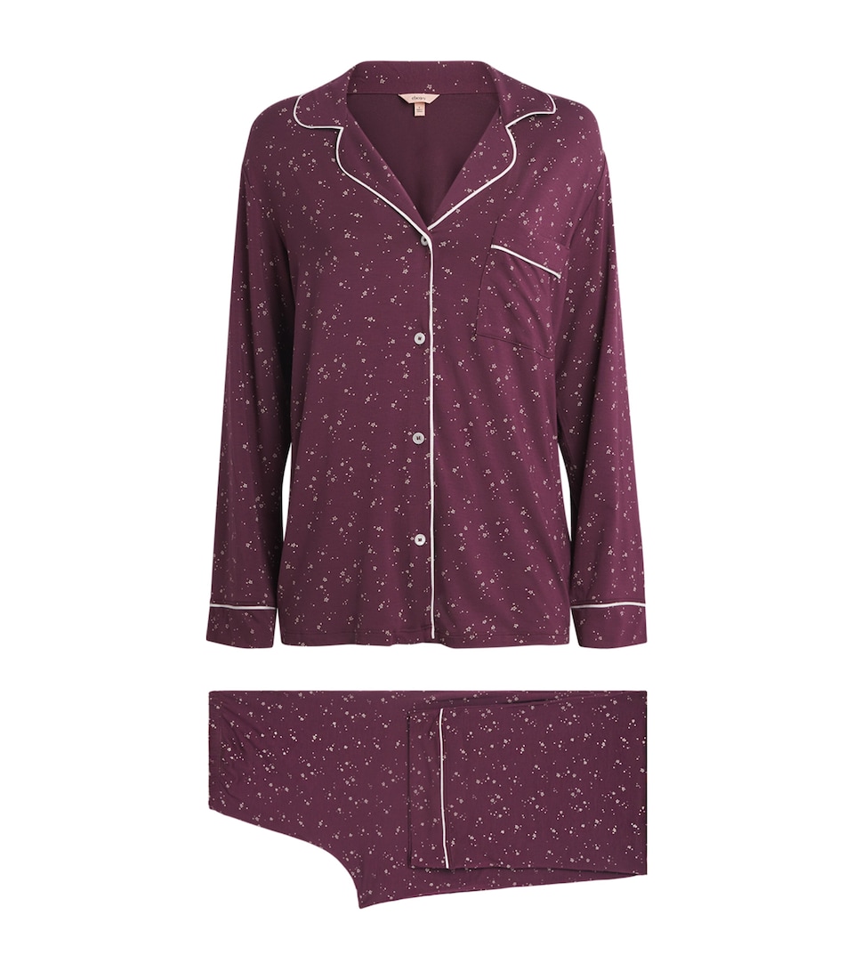 Eberjey Womens Star Print Gisele Pyjama Set Strlght Wldbry/ivory