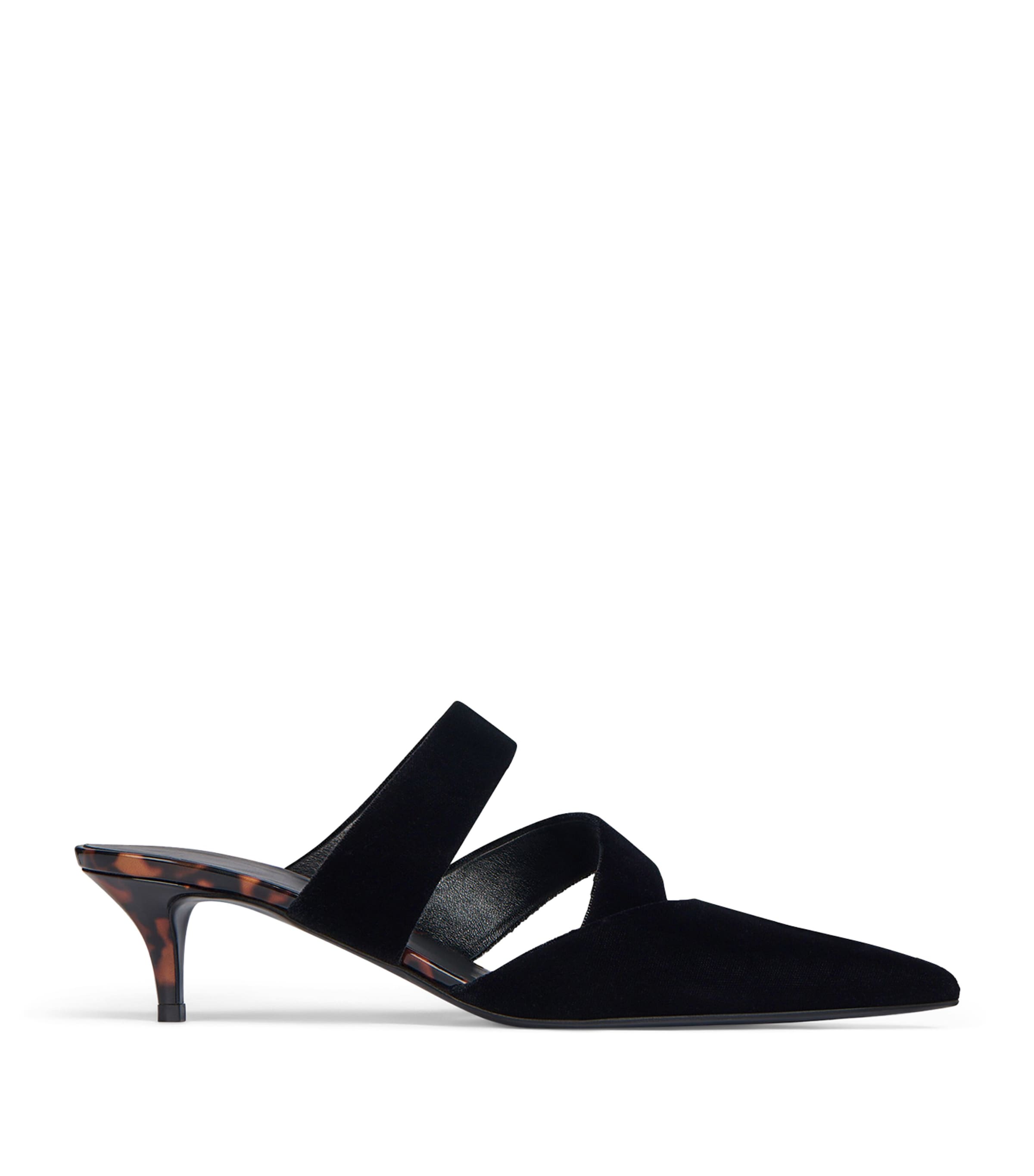 Balmain Velvet Heeled Mules 45 Eks Noir / Tartaruga