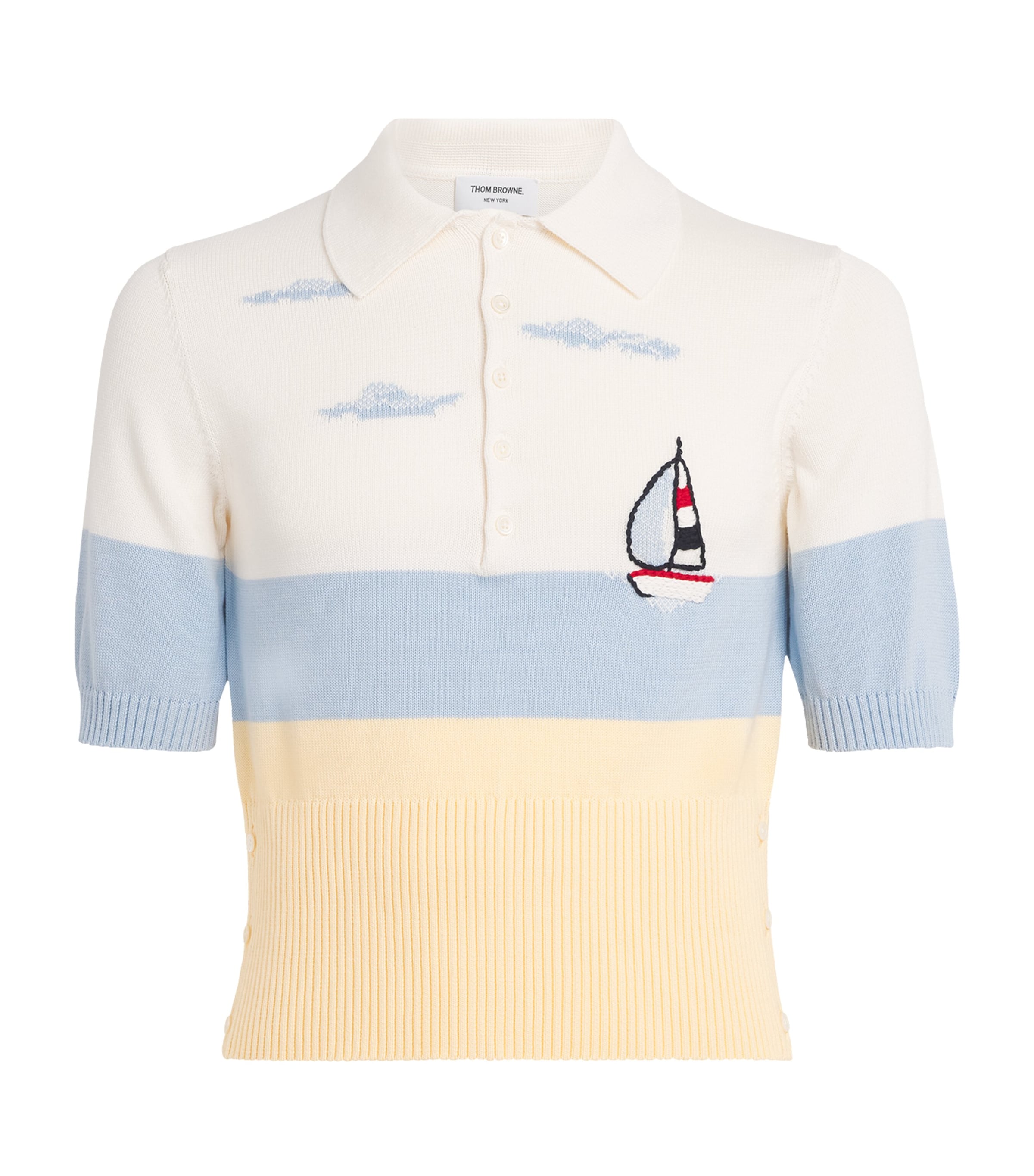 Thom Browne Mens Cotton Nantucket Polo Shirt White