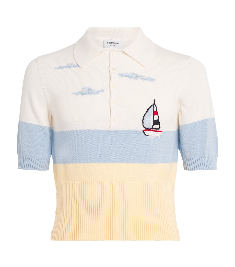 Thom Browne Mens Cotton Nantucket Polo Shirt White