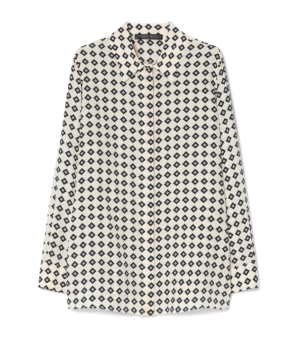 Marina Rinaldi Womens Silk Printed Shirt Ivory