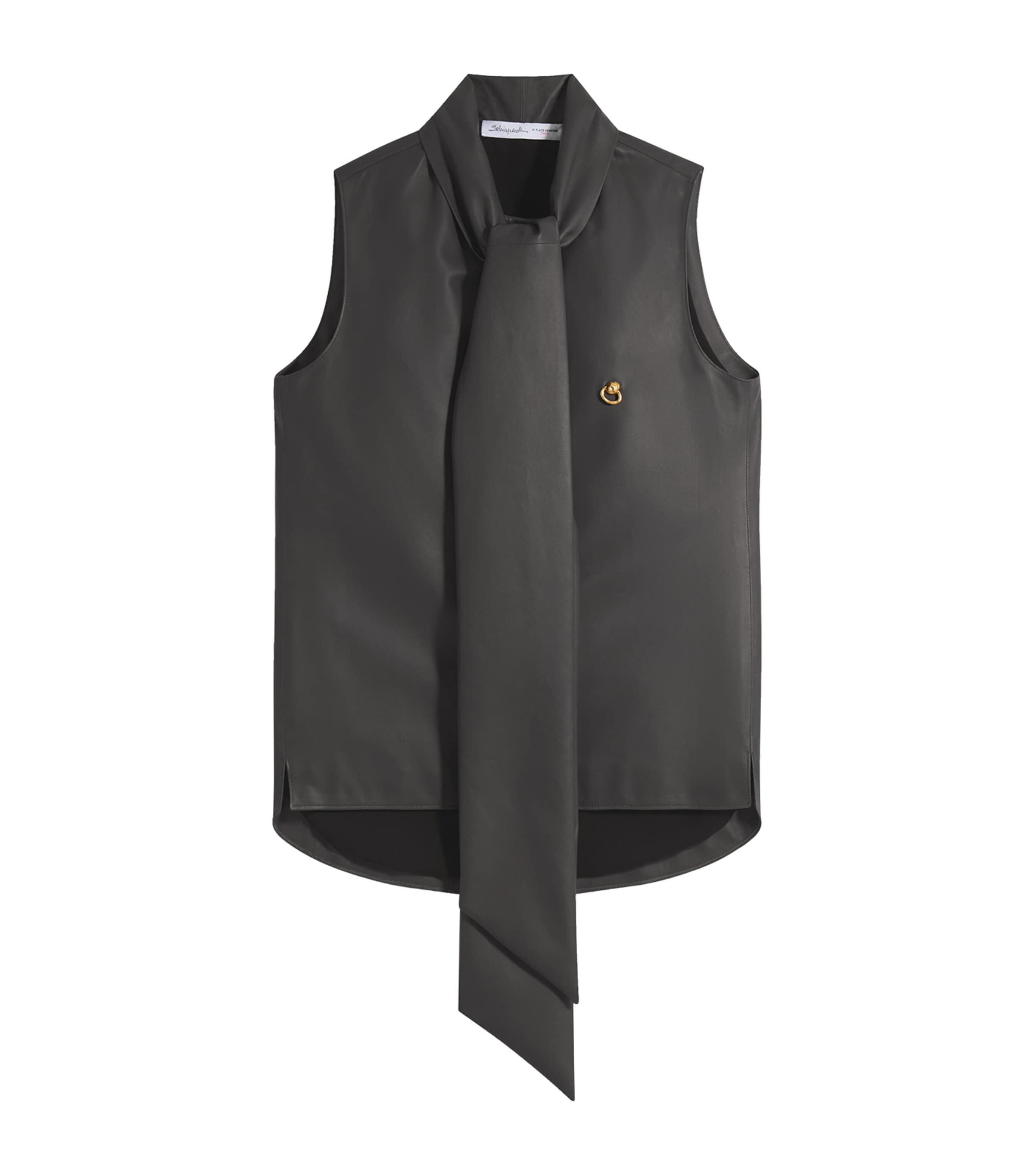 Leather Lavallière Top