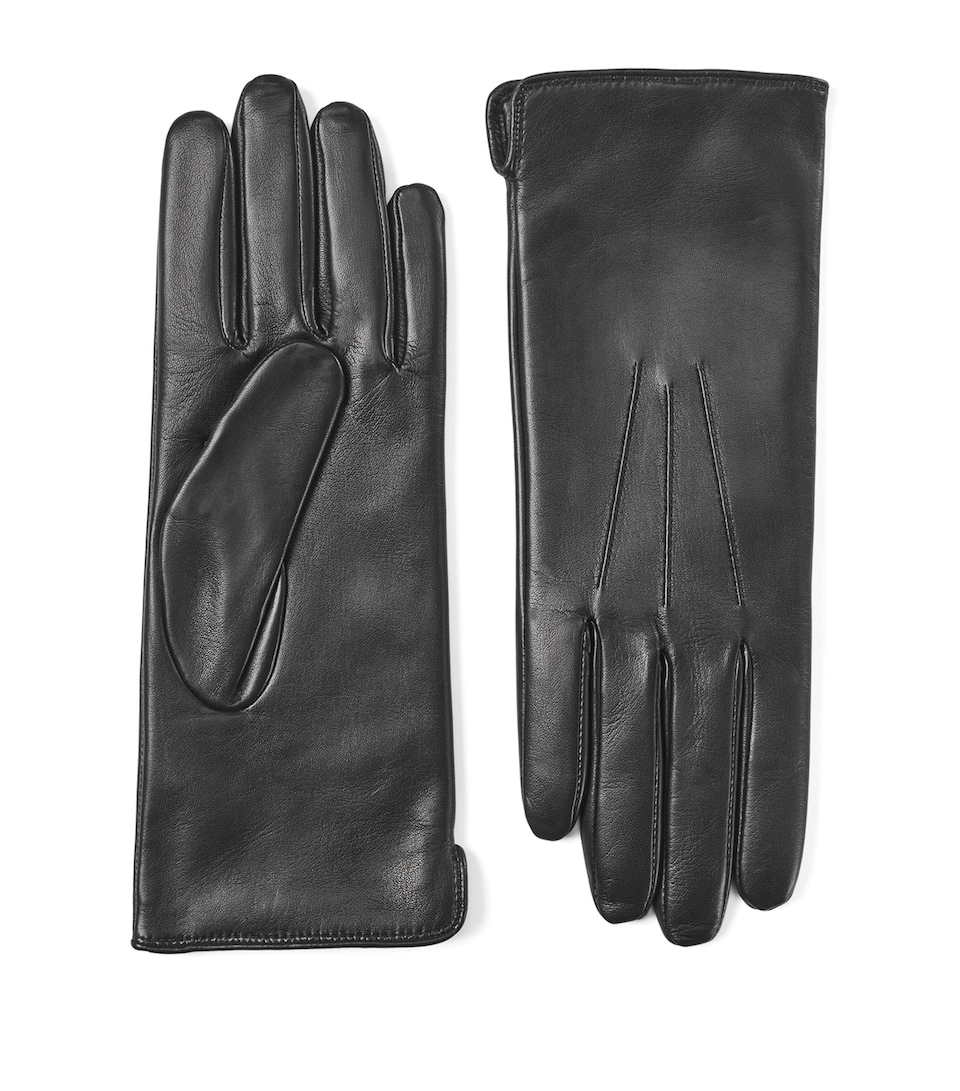 Aspinal Of London Womens Leather Cashmere-Lined Gloves Black