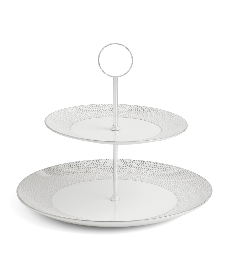 Wedgwood Gio Platinum 2-Tier Cake Stand White