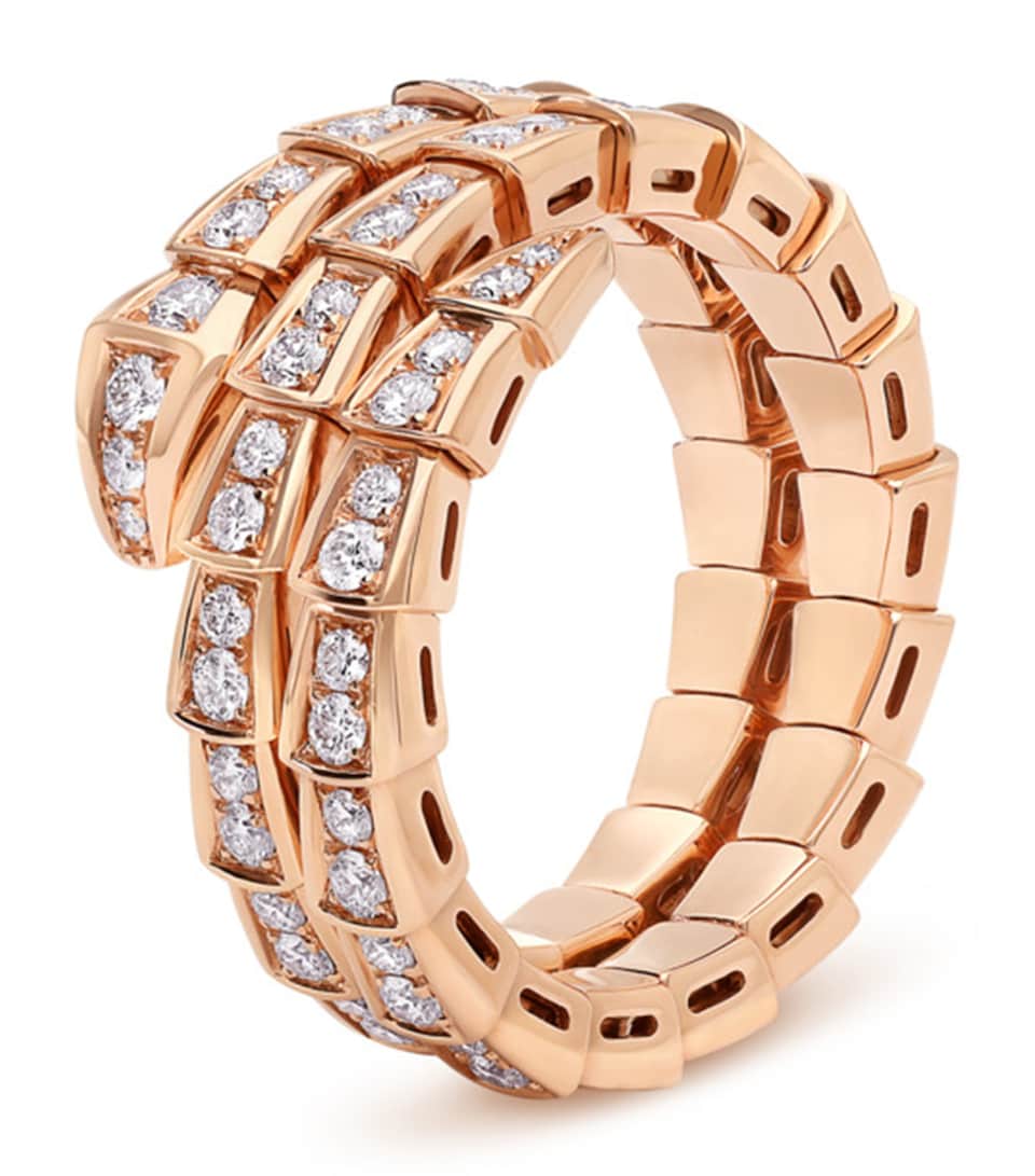 Rose Gold and Diamond Serpenti Viper Ring