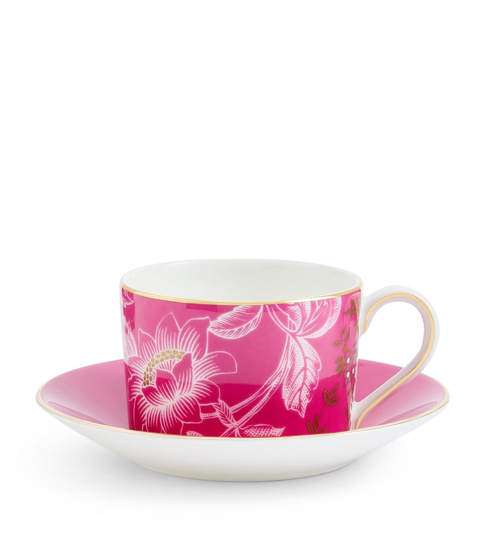 Wonderlust Pink Tonquin Teacup and Saucer
