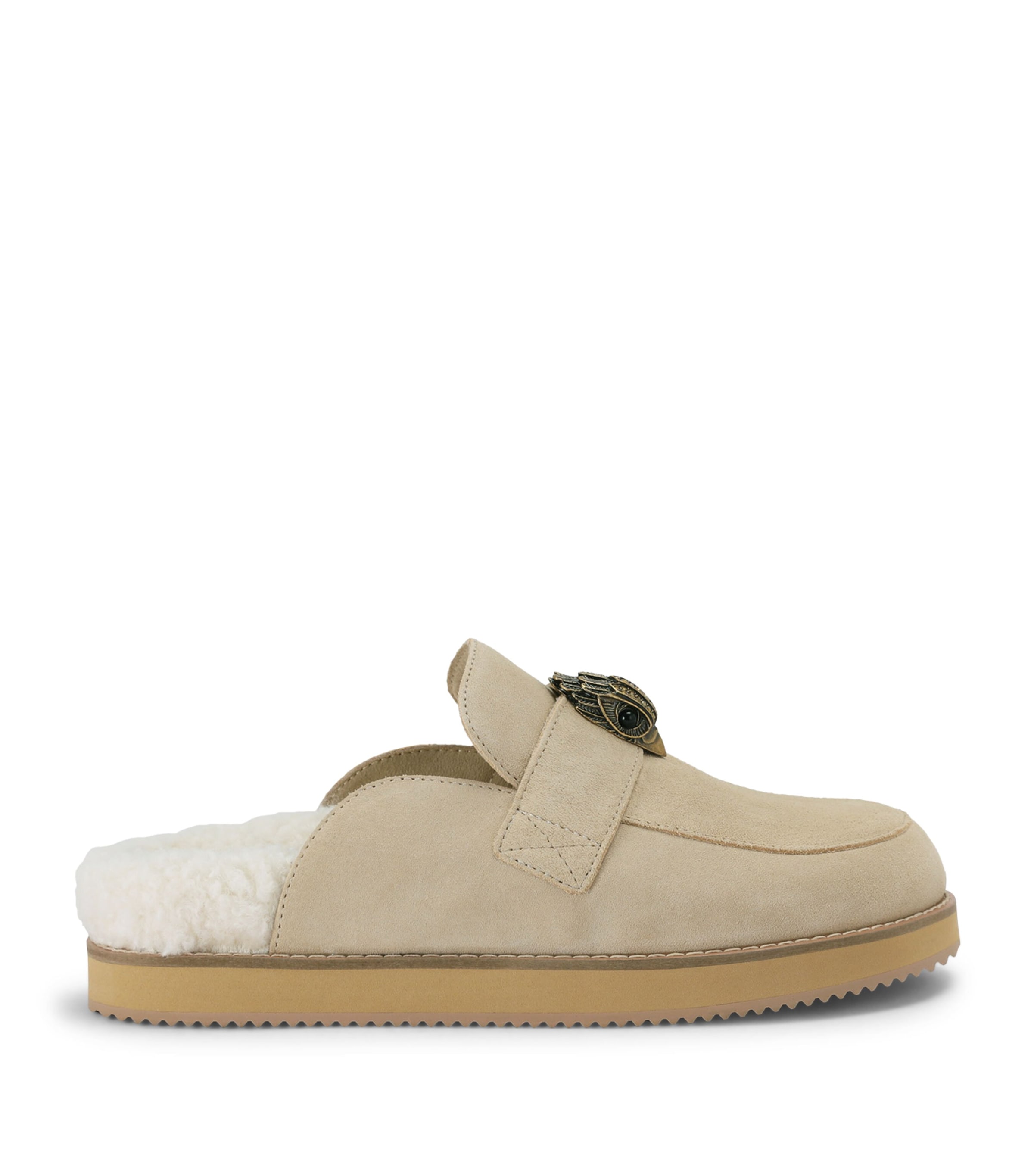 Kurt Geiger London Suede Eagle Clog Mules Beige