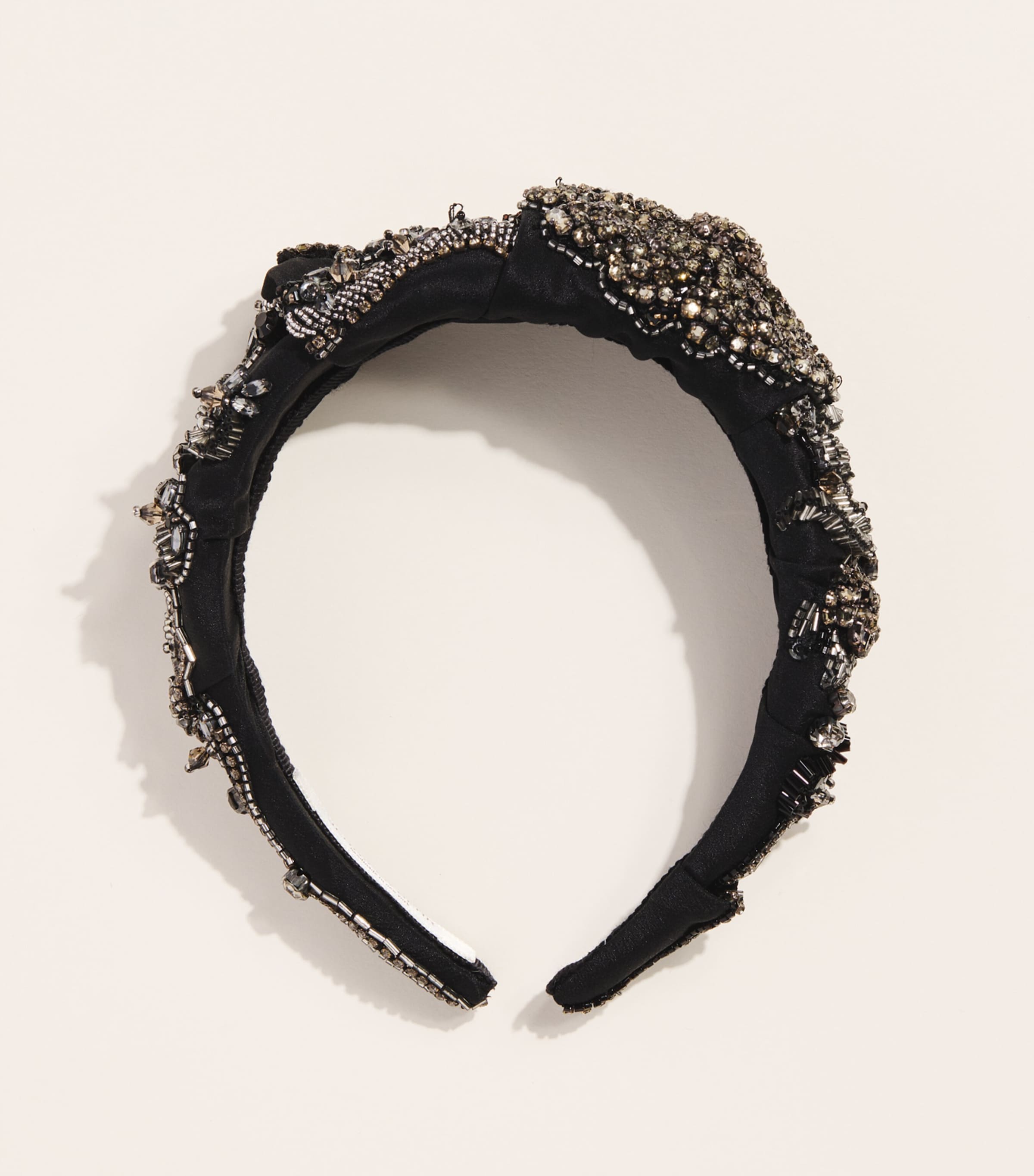 Jennifer Behr Satin Embellished Scarlette Headband Jet