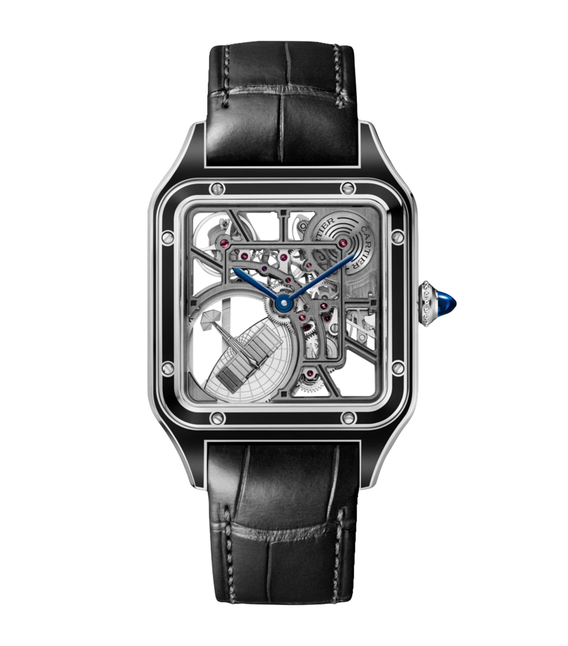 Cartier Large Steel Santos-Dumont Skeleton Watch 43.5mm Steel