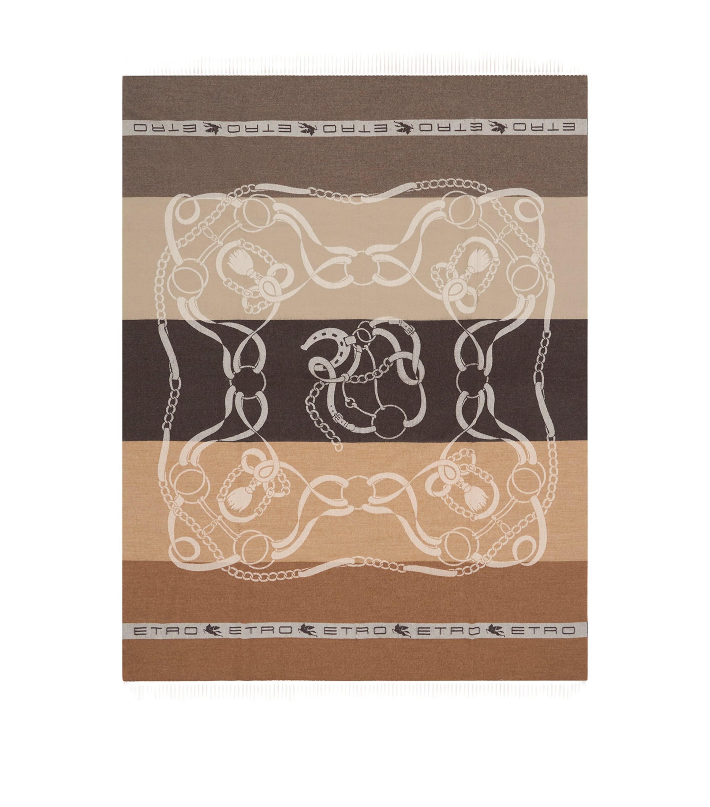 Etro Wool Striped Horses Throw (180cm x 140cm) Grey/brown