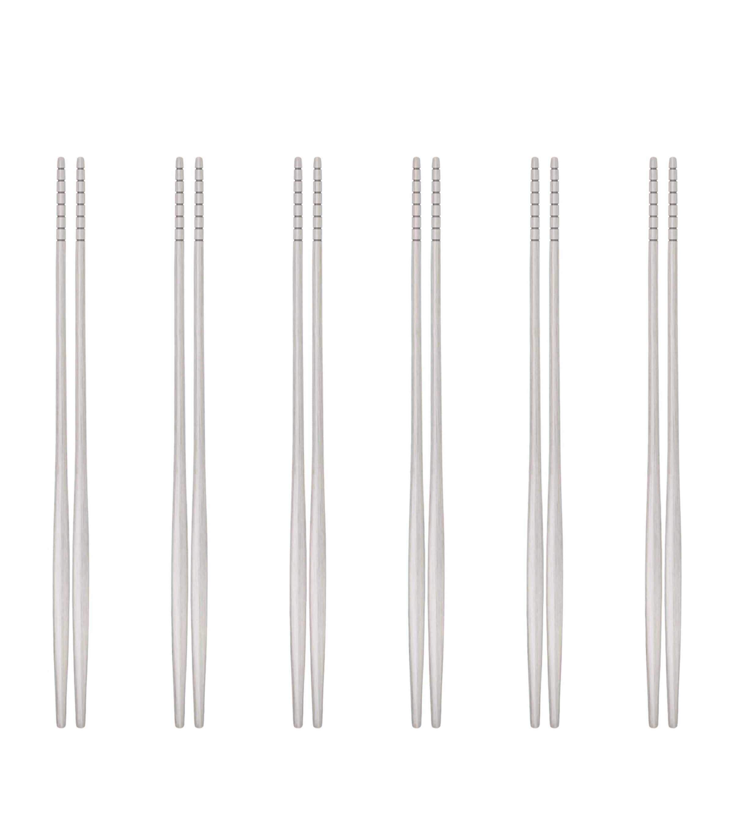 Set of 6 Stainless Steel Natura Chopsticks