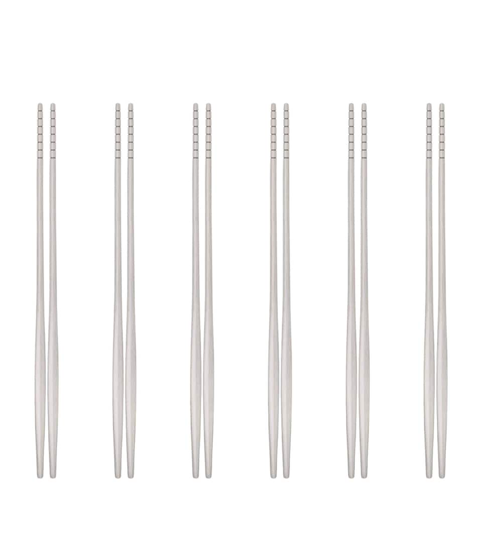 Set of 6 Stainless Steel Natura Chopsticks