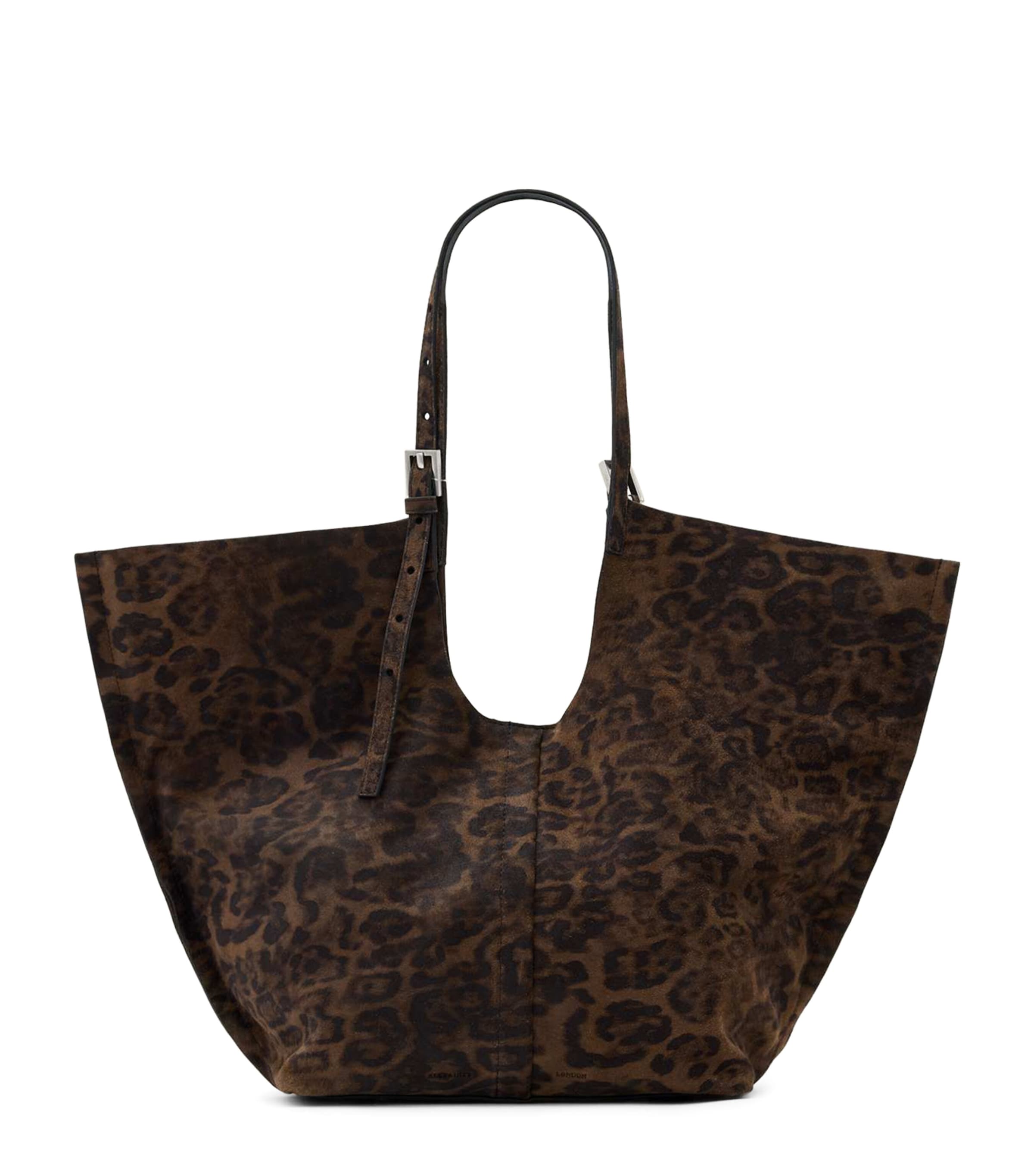 AllSaints Suede Leppo Tote Bag Leopard Brown