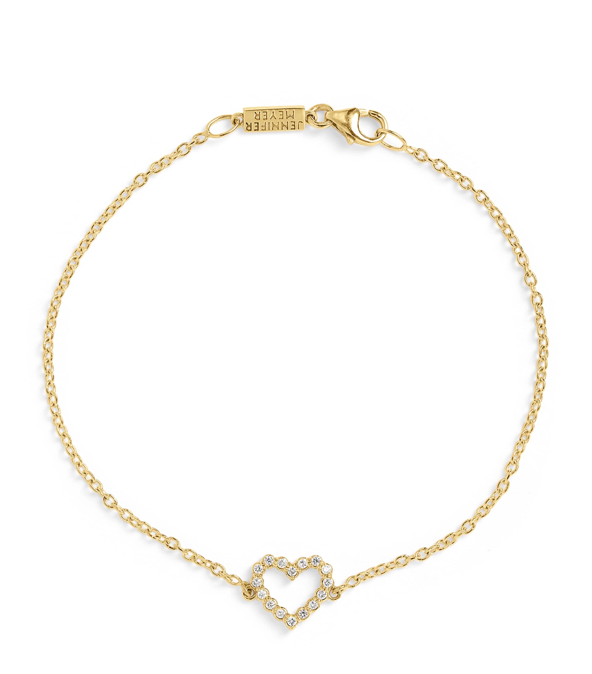Yellow Gold and Diamond Open Heart Bracelet
