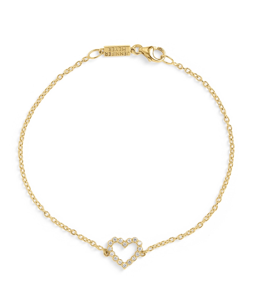 Yellow Gold and Diamond Open Heart Bracelet