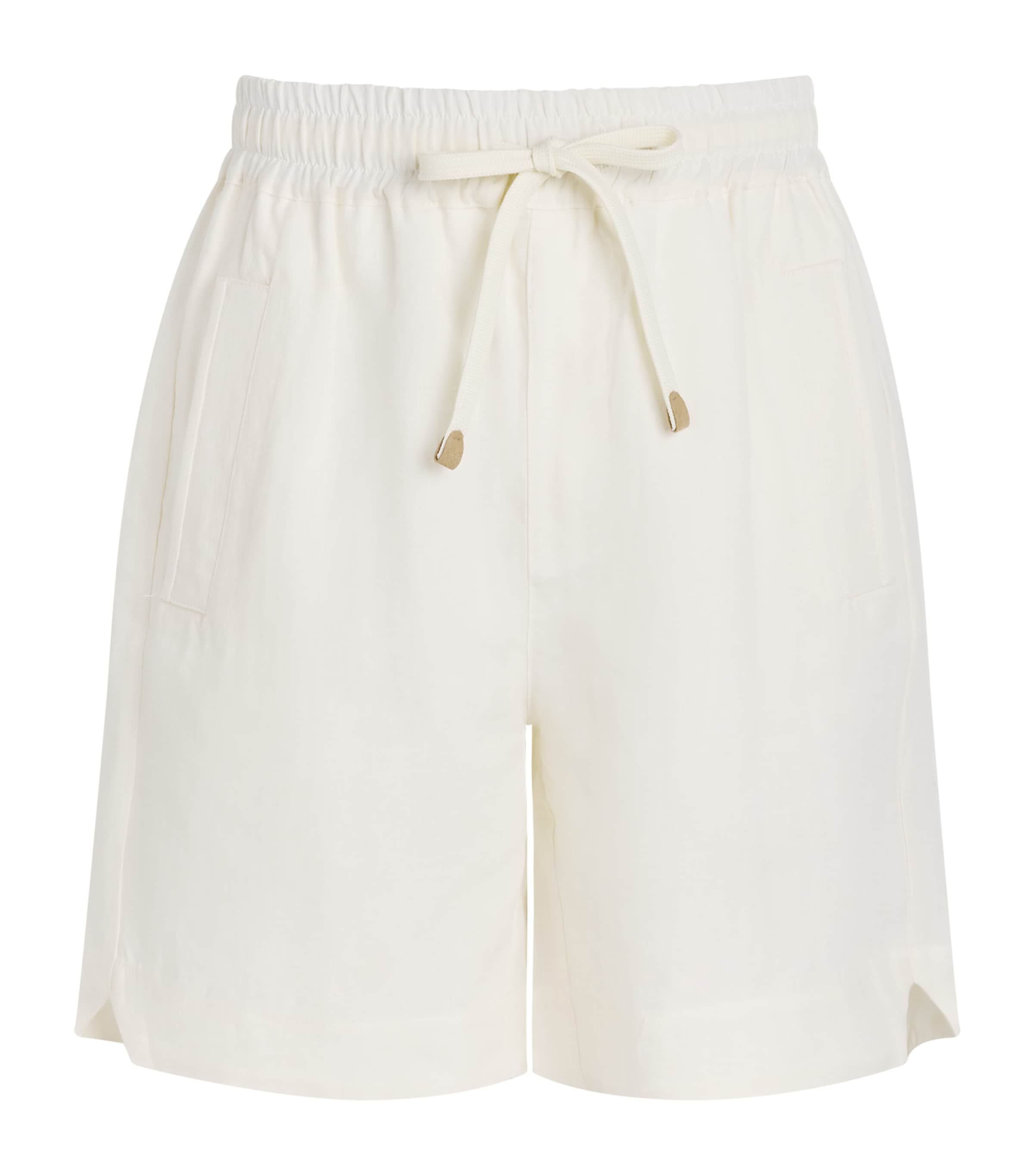 Eleventy Mens Linen Drawstring Bermuda Shorts Bianco