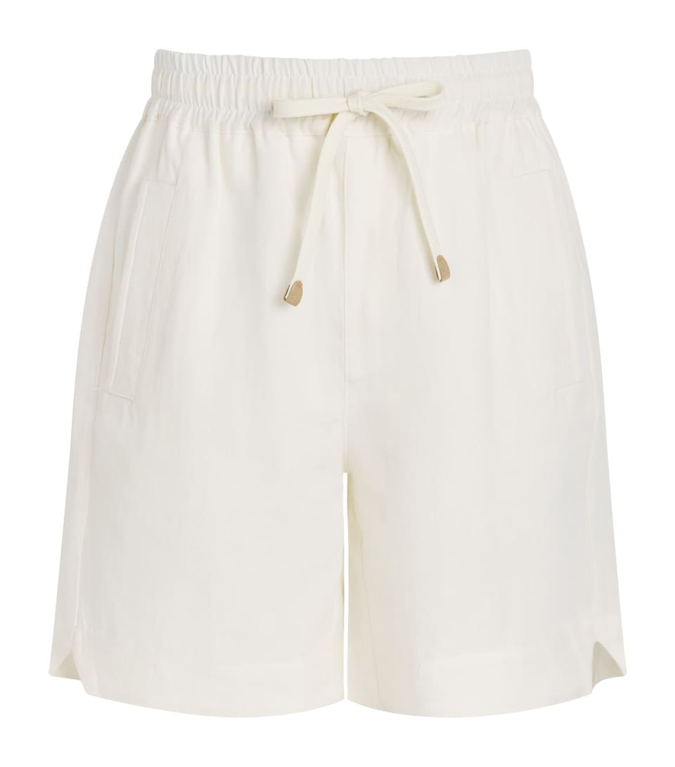 Eleventy Mens Linen Drawstring Bermuda Shorts Bianco