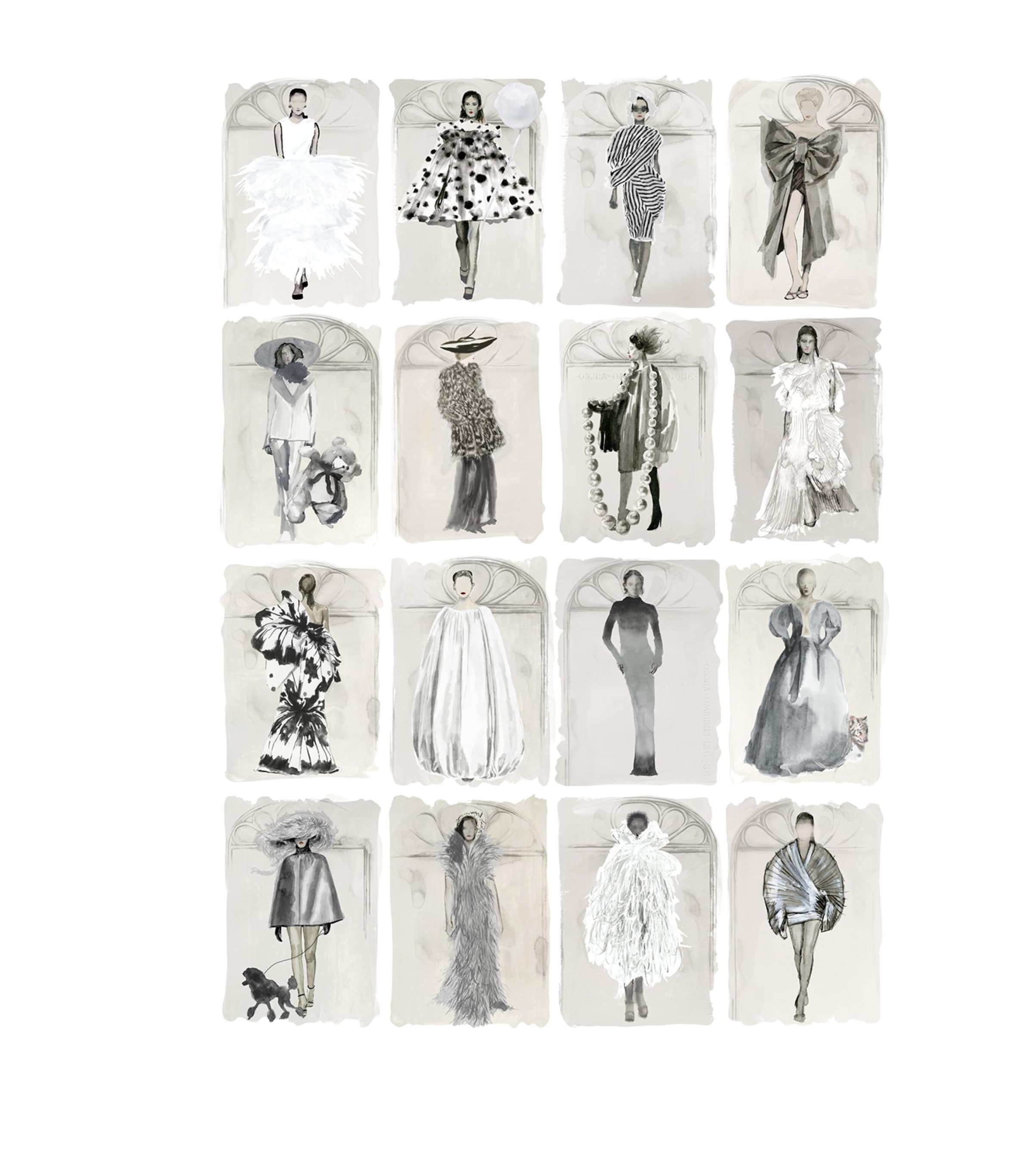 x Harrods Interior Design 175 Anniversary Edition Couture Carousel Window Wallpaper - Monochrome Pearl