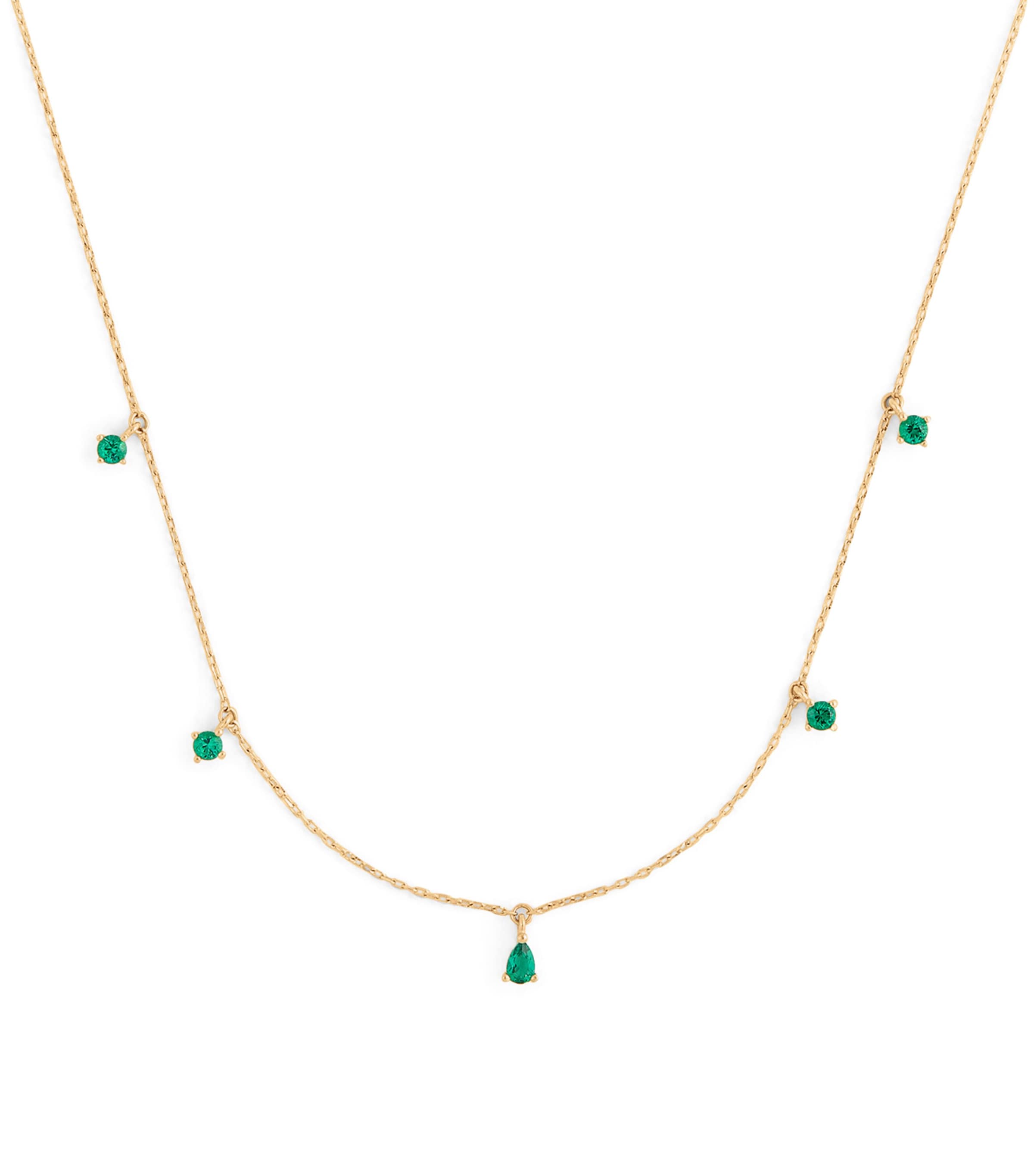 Yellow Gold and Emerald Charm Necklace