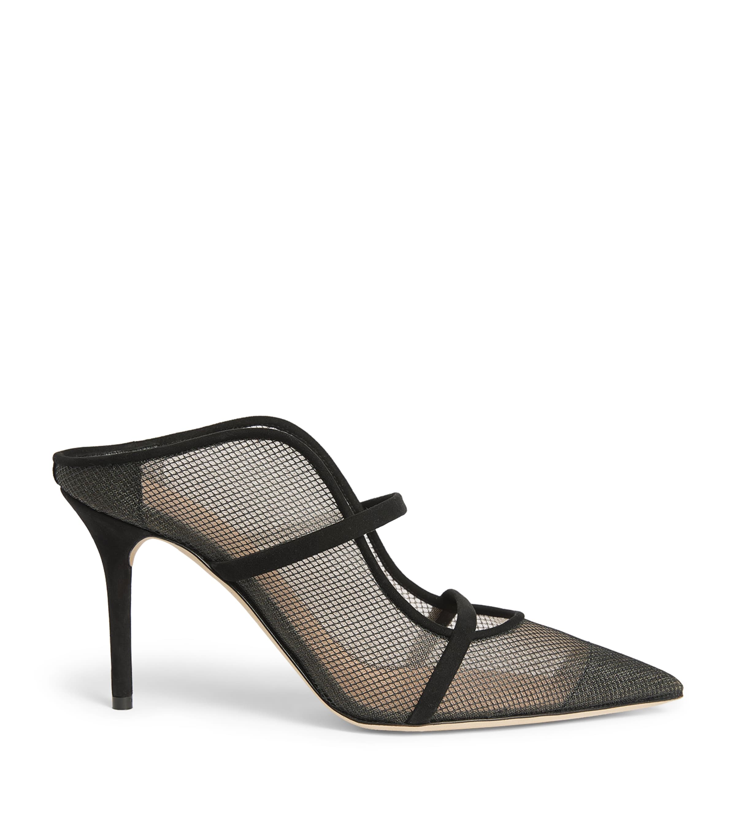 Malone Souliers Embellished Mesh Maureen Arc Heeled Mules 85 Black