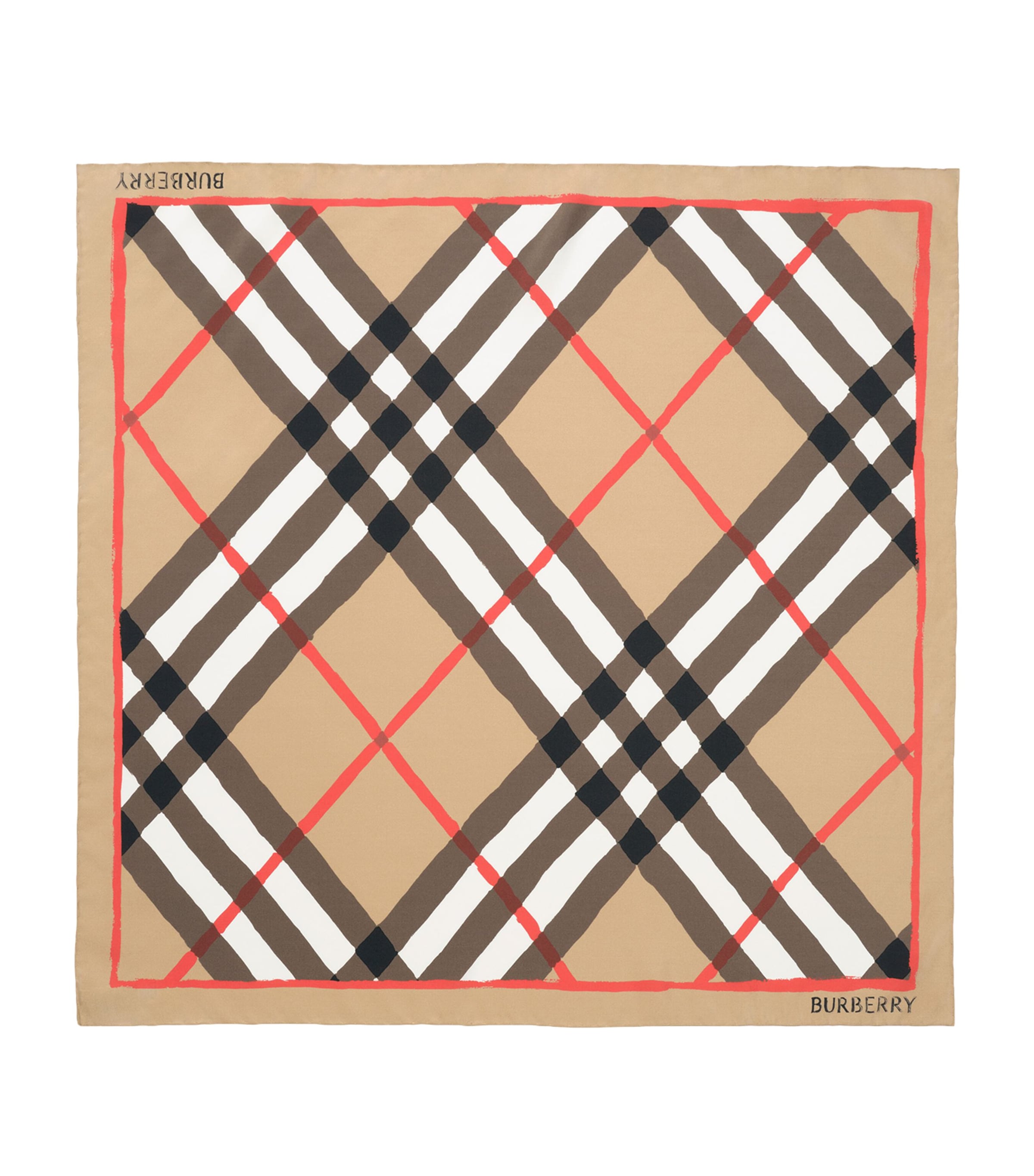 Burberry Silk Watercolour Check Scarf Archive Beige Ip Chk