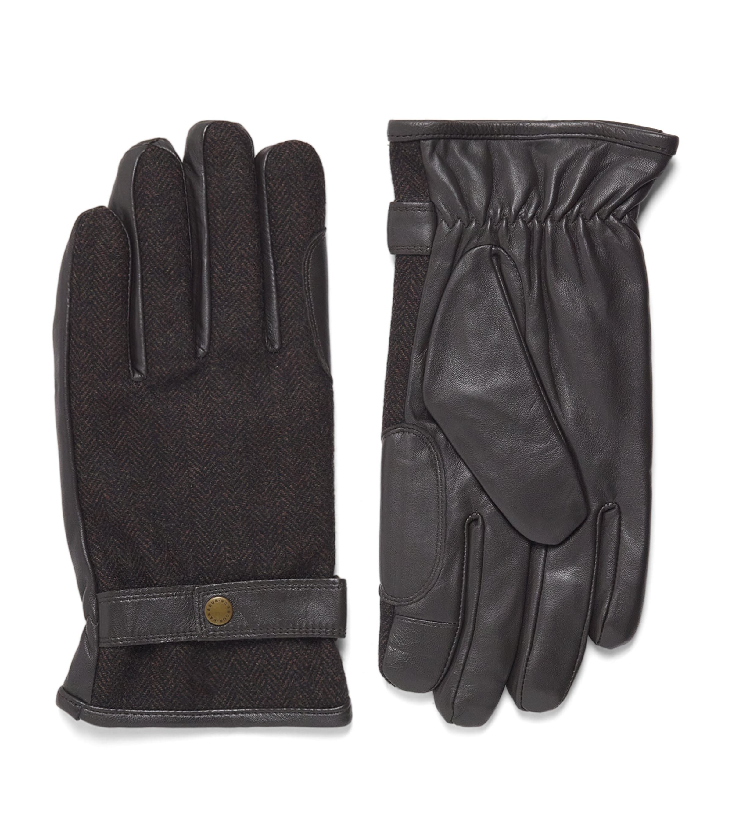 Barbour Leather-Wool Waterproof Barlow Gloves Brown