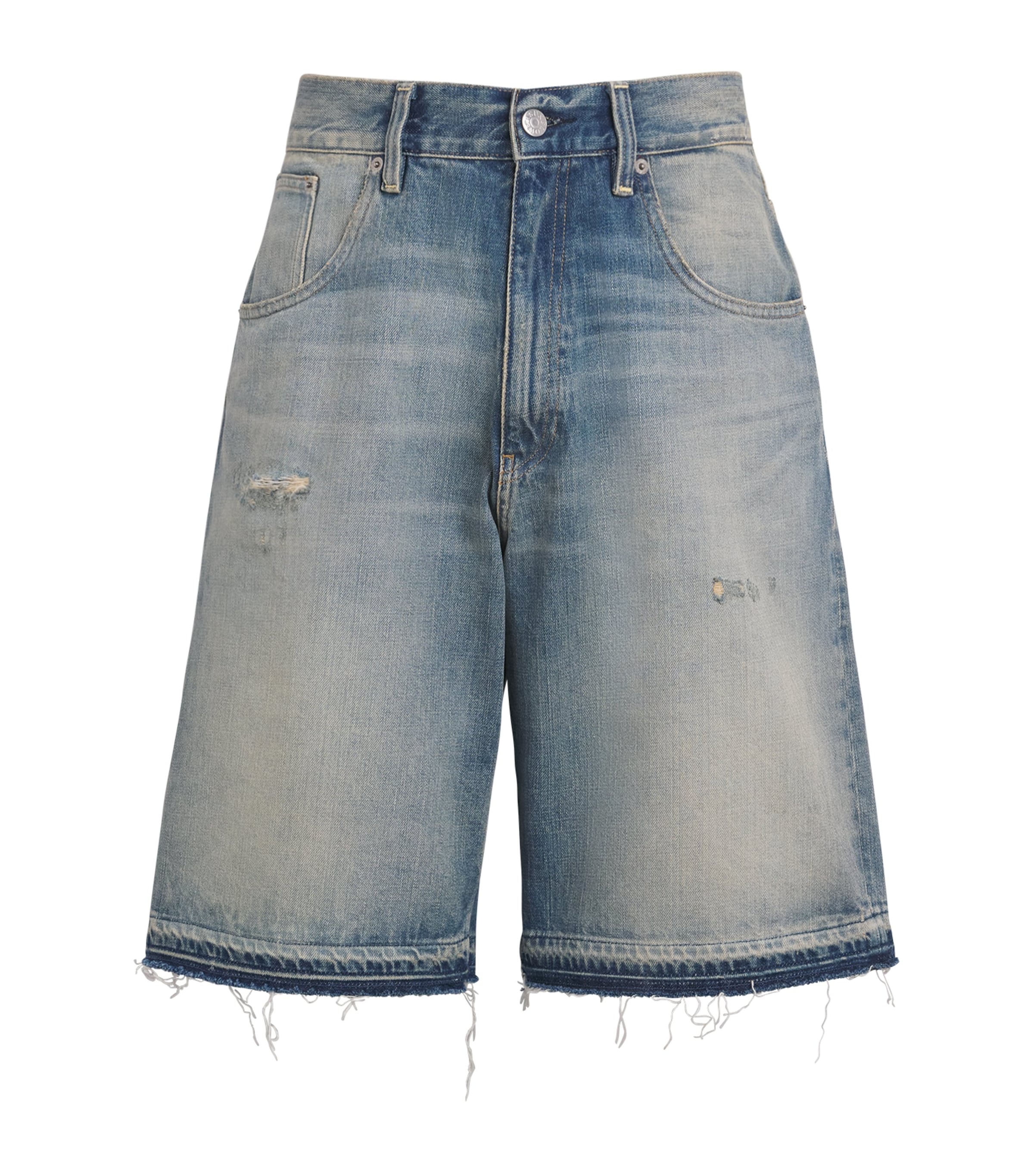 Sunflower Mens Distressed Denim Shorts Denim